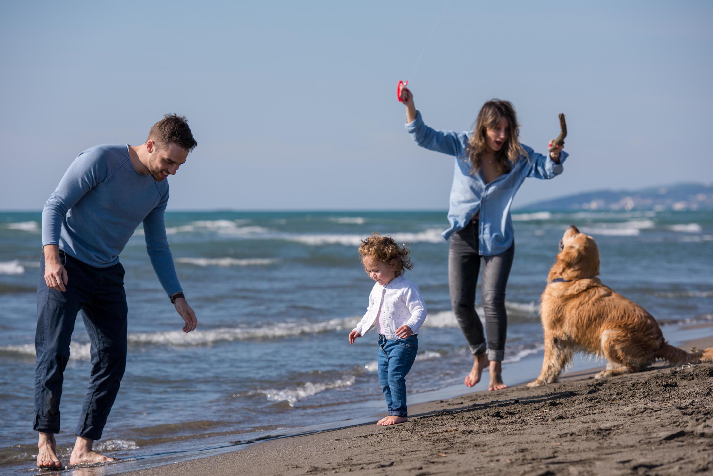 happy young family enjoying vecation during autumn day Stock Free