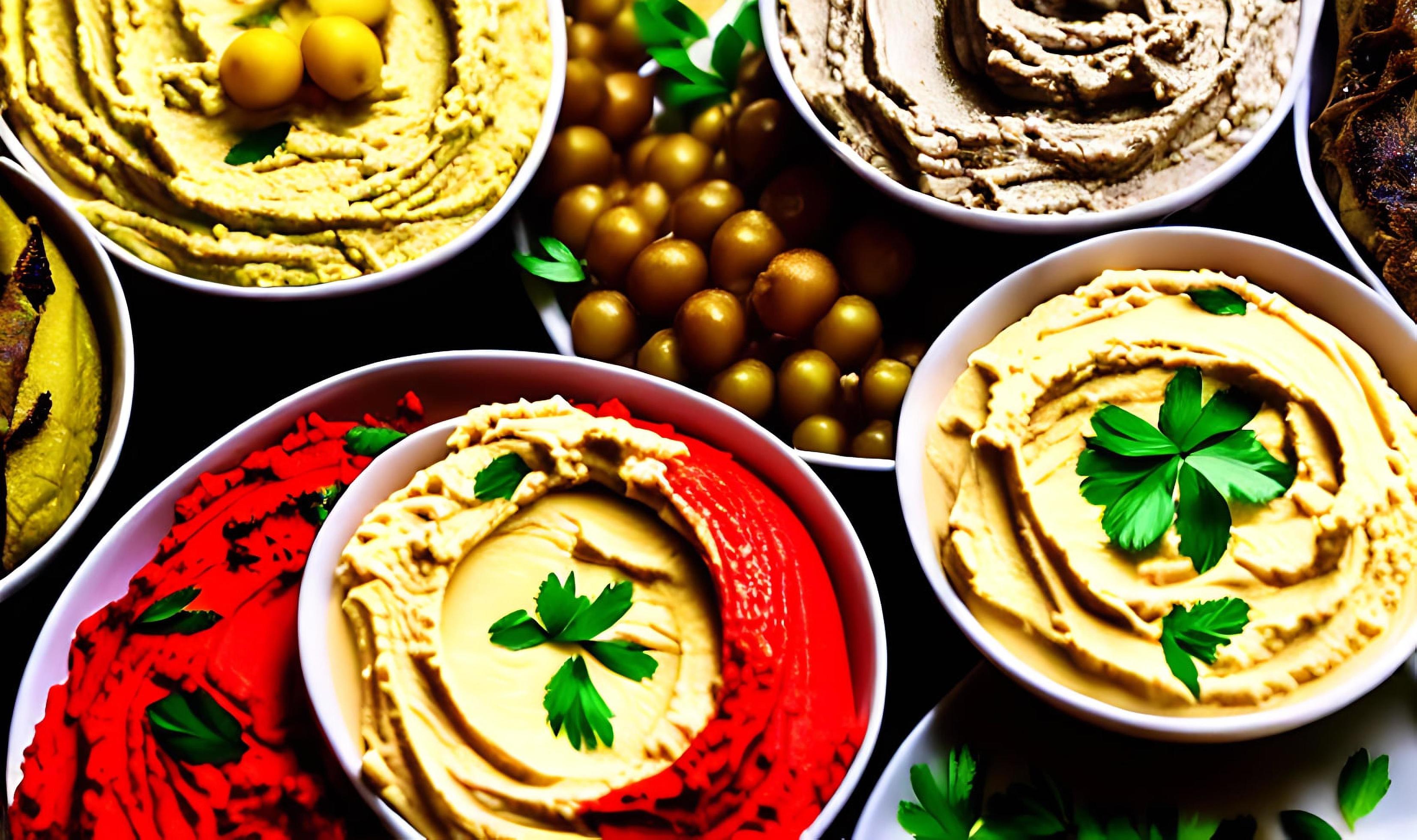 Healthy food. Traditional freshly made organic hummus. Stock Free