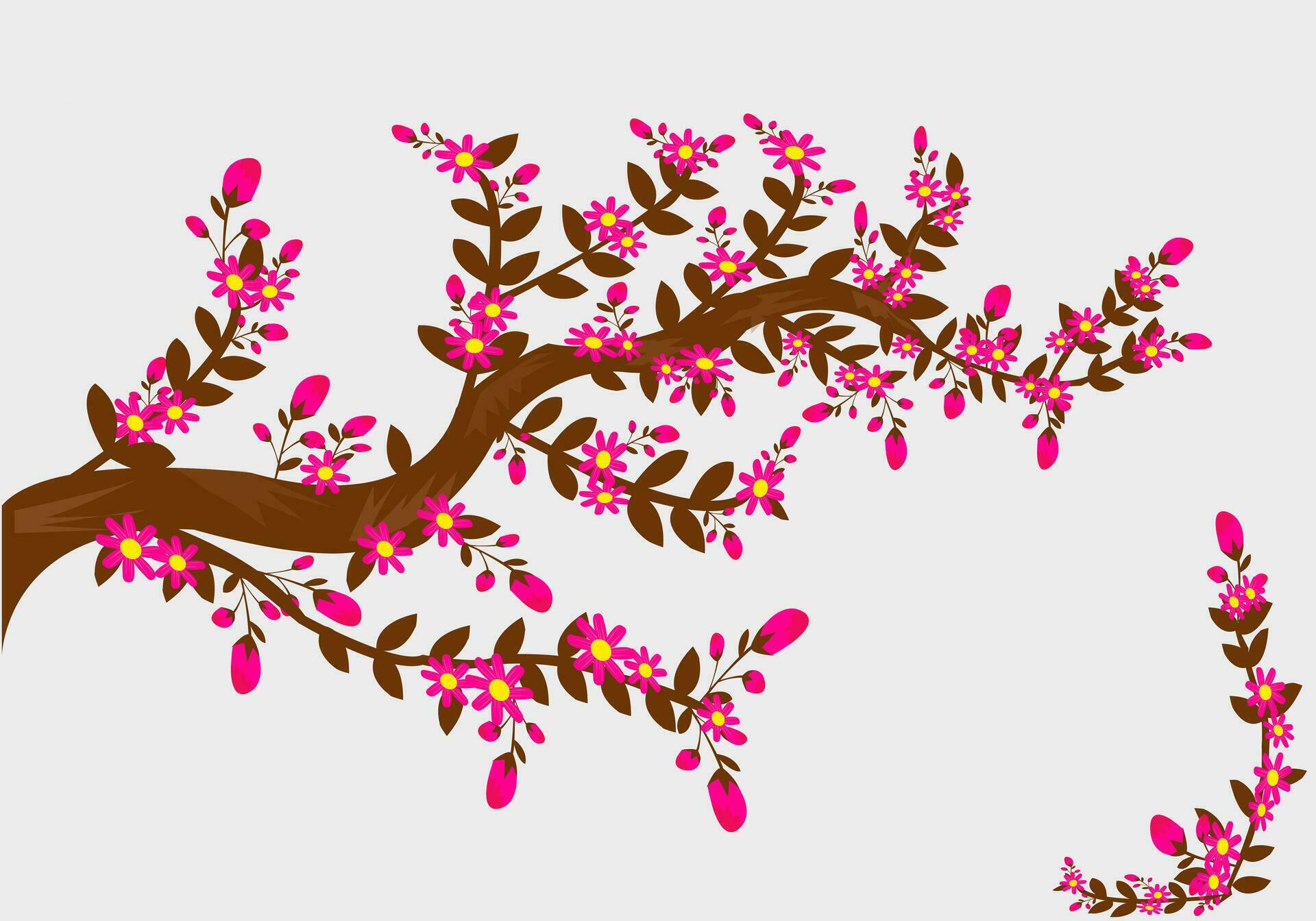 Colorful Flower Tree Drawing Illustration And hand drawn Vector Design Stock Free