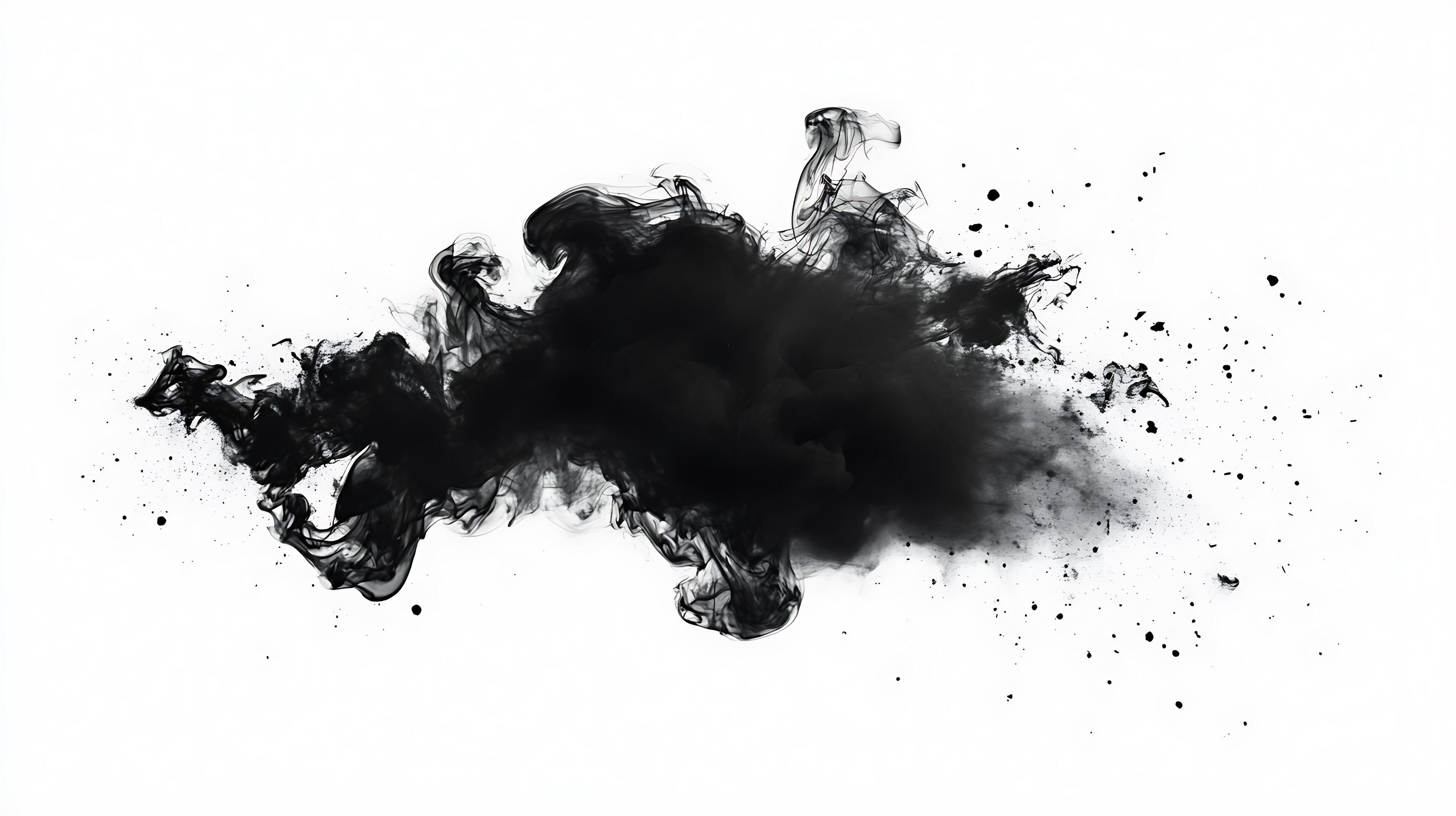 Black ink splatter on white background. Stock Free