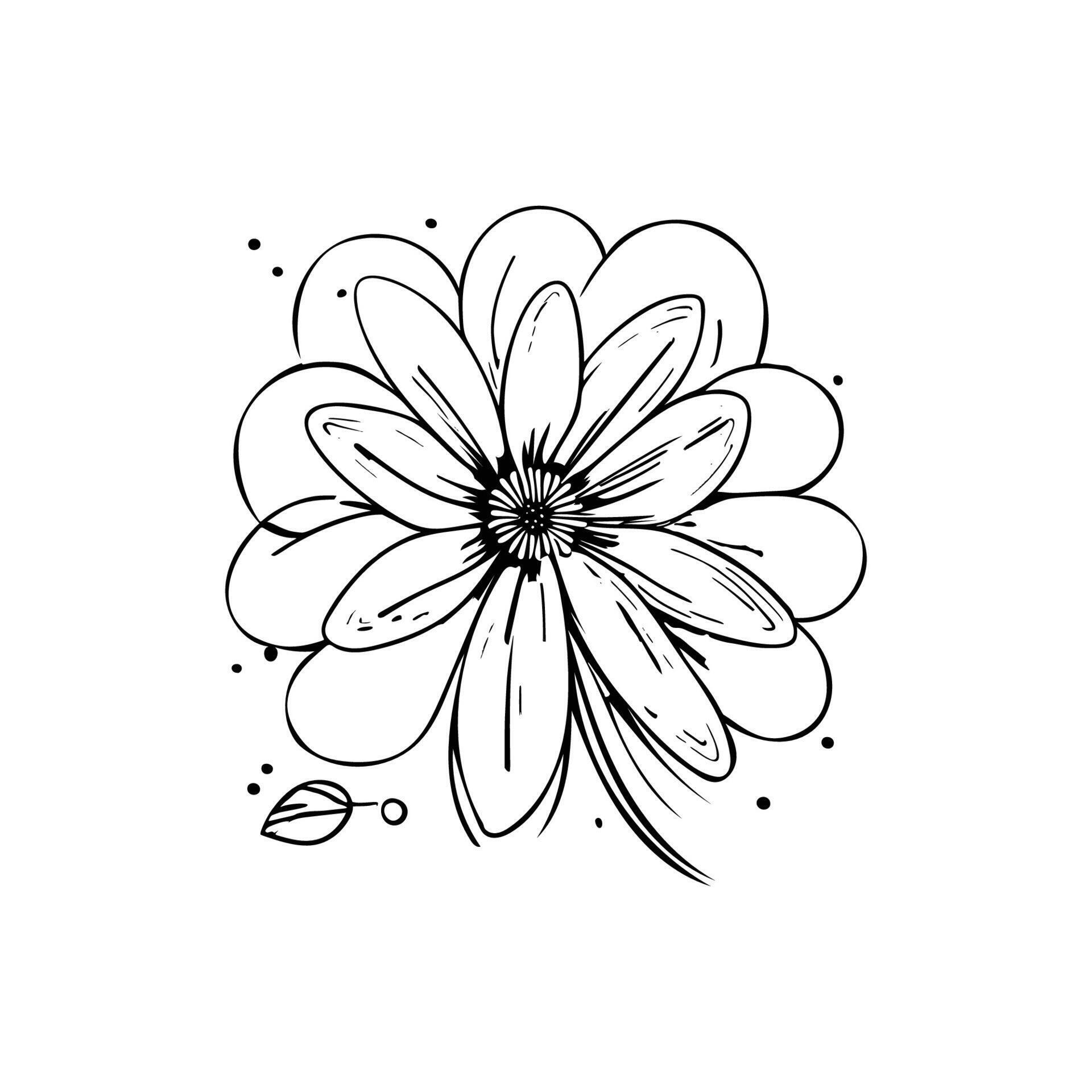 hand drawn flat design simple flower outline, one-colour element for clothing design. Stock Free