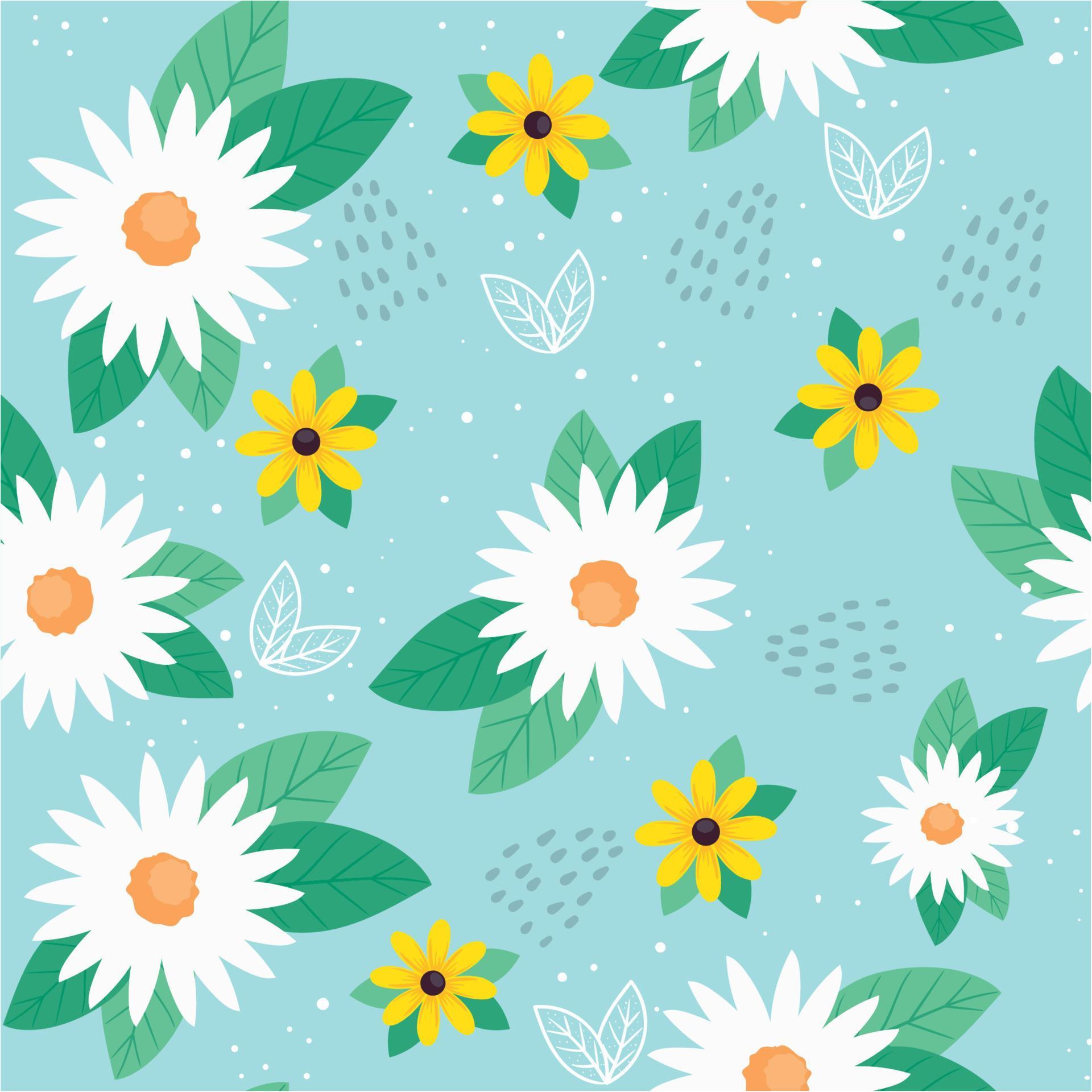 yellow and white flowers seamless pattern Stock Free