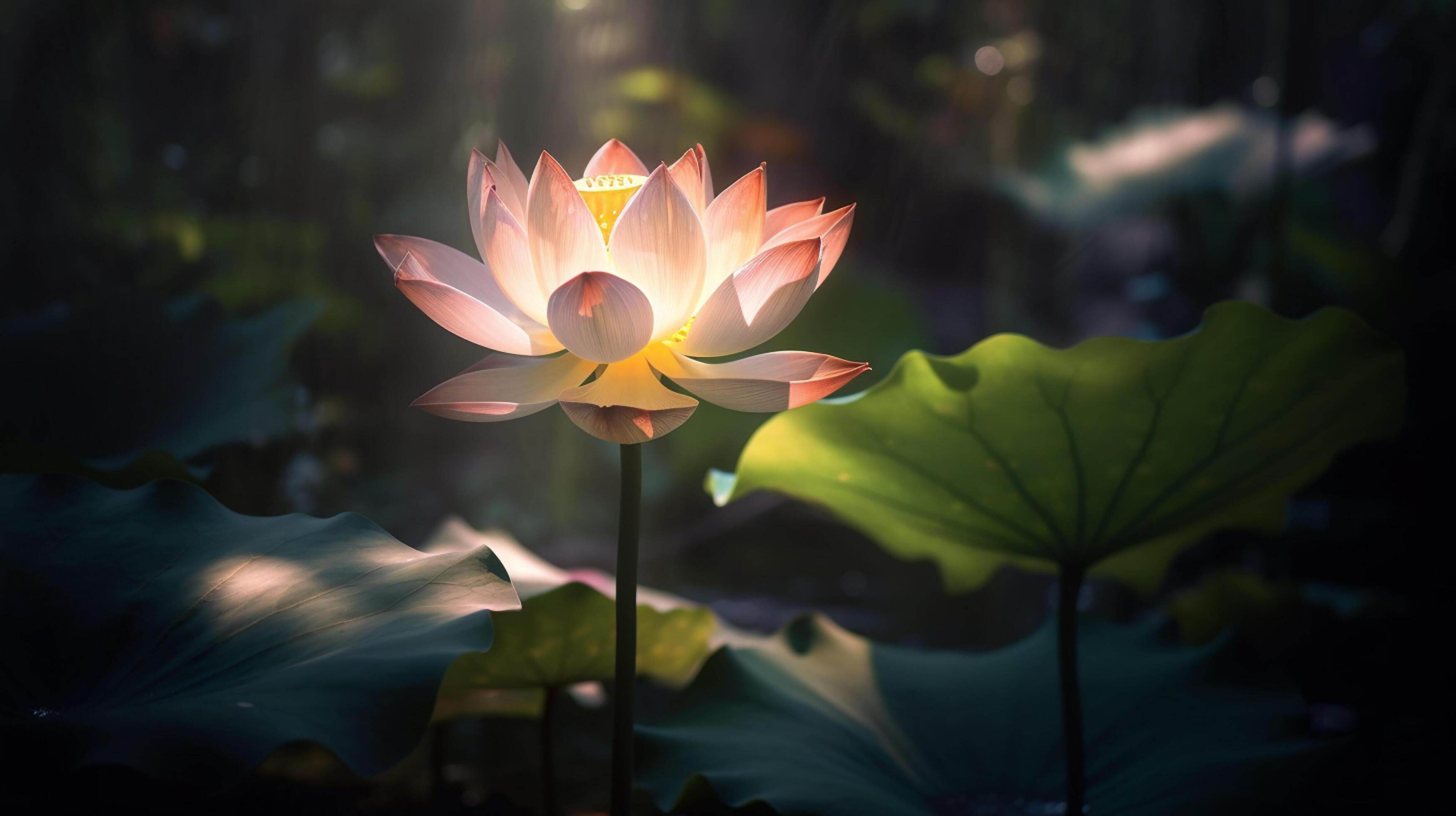 Lotus flower, A single lotus flower shining in the sun, Stock Free