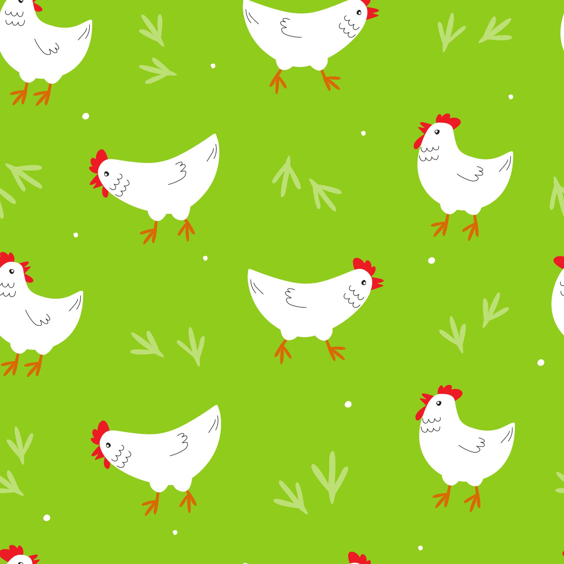 Seamless pattern with cute chickens in summer. Abstract kitchen print with birds. graphics. Free Vector