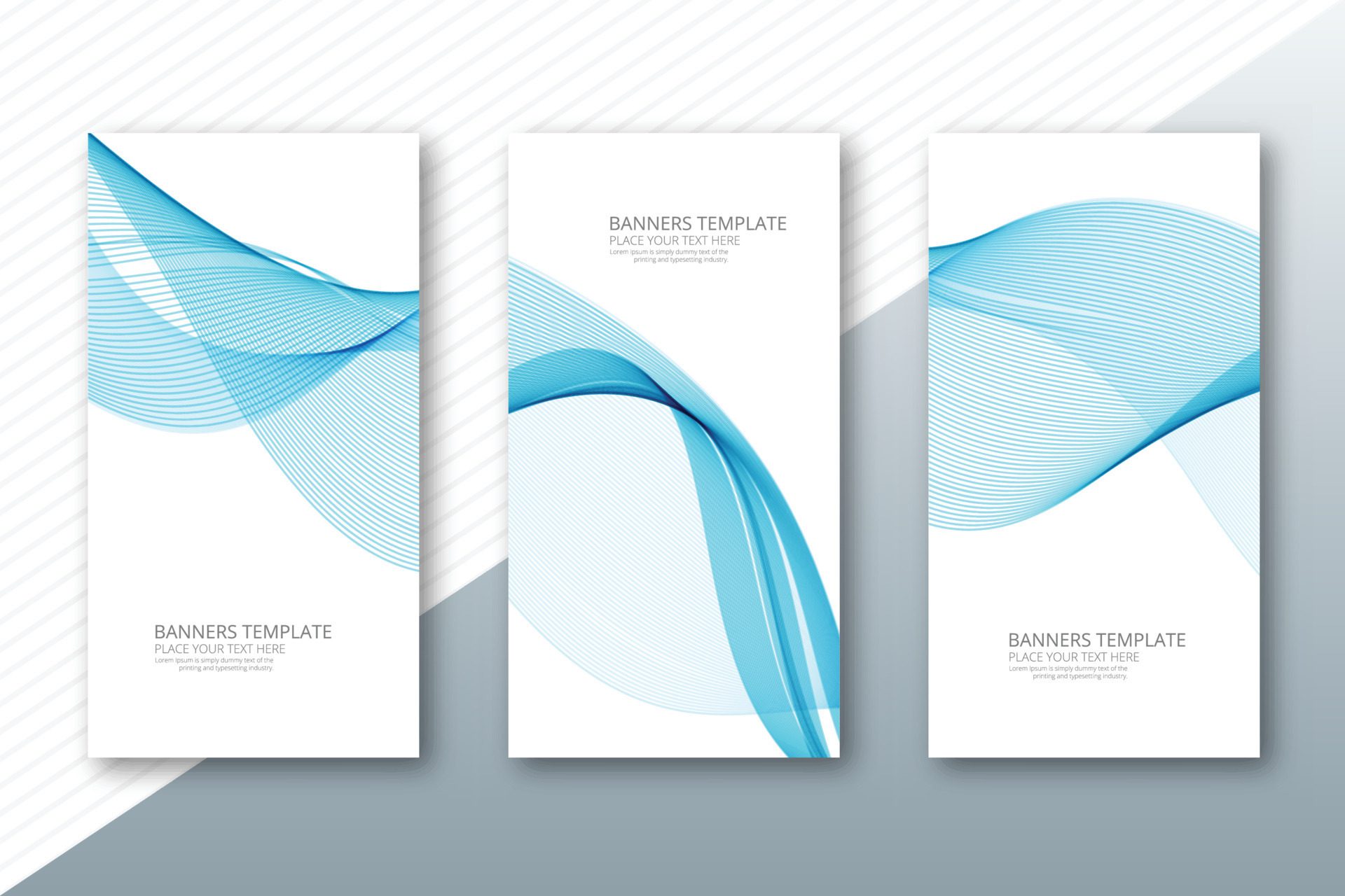 Abstract wave blue banners set design Free Vector and Free SVG