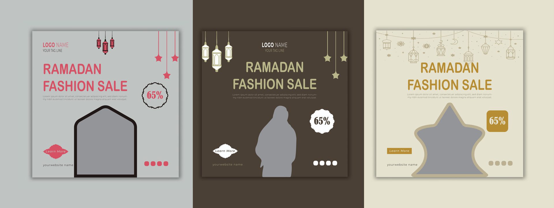 Set of Ramadan fashion sale social media banner post template Free Vector