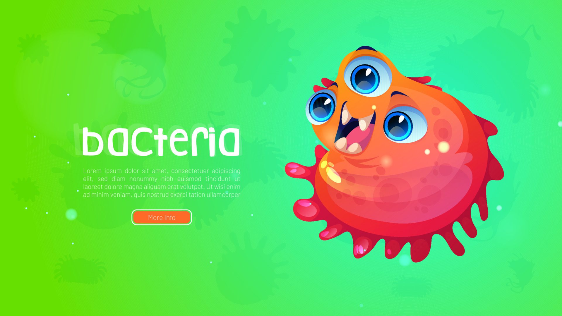 Bacteria poster with cute germ character Free Vector