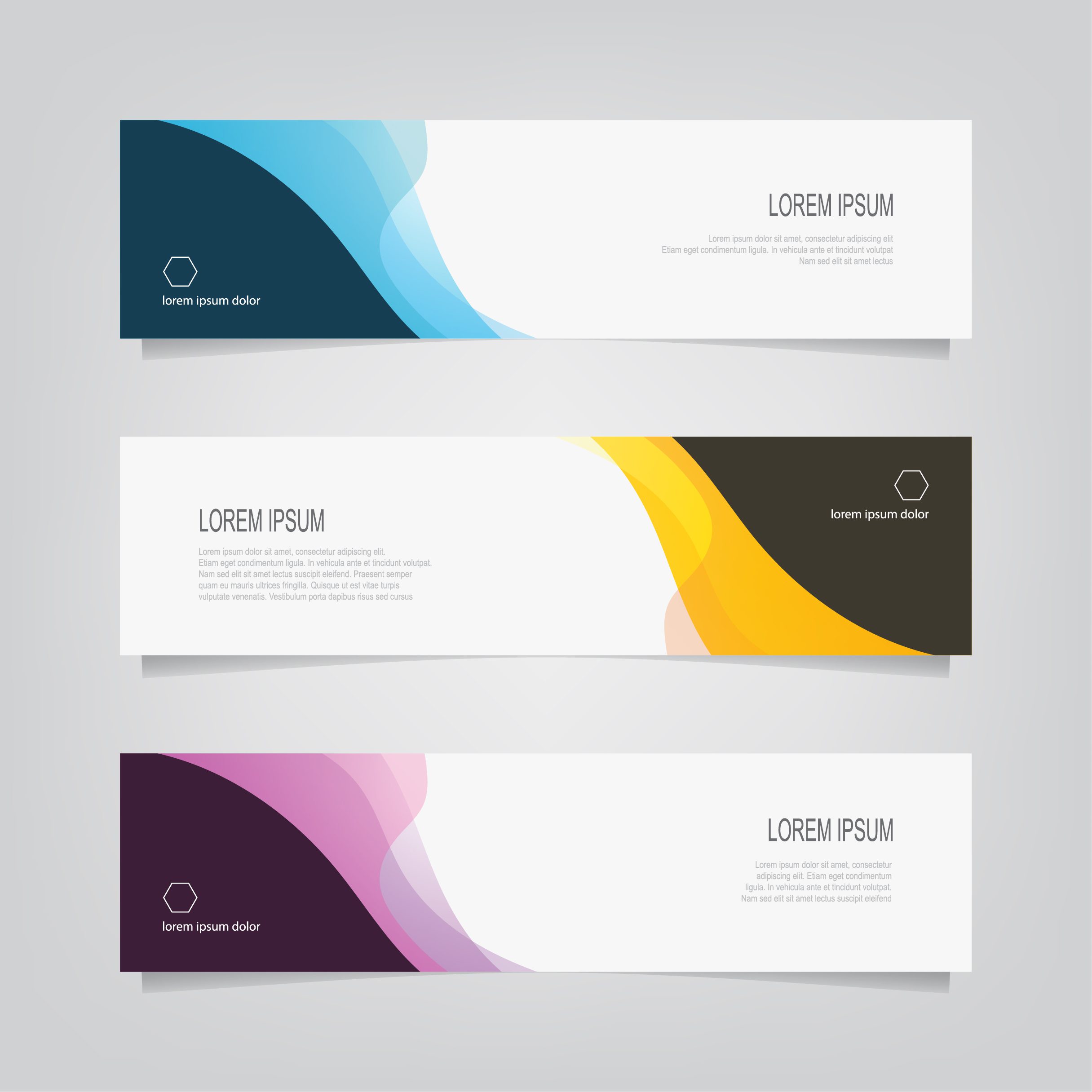 Set of abstract wavy shape banners Free Vector