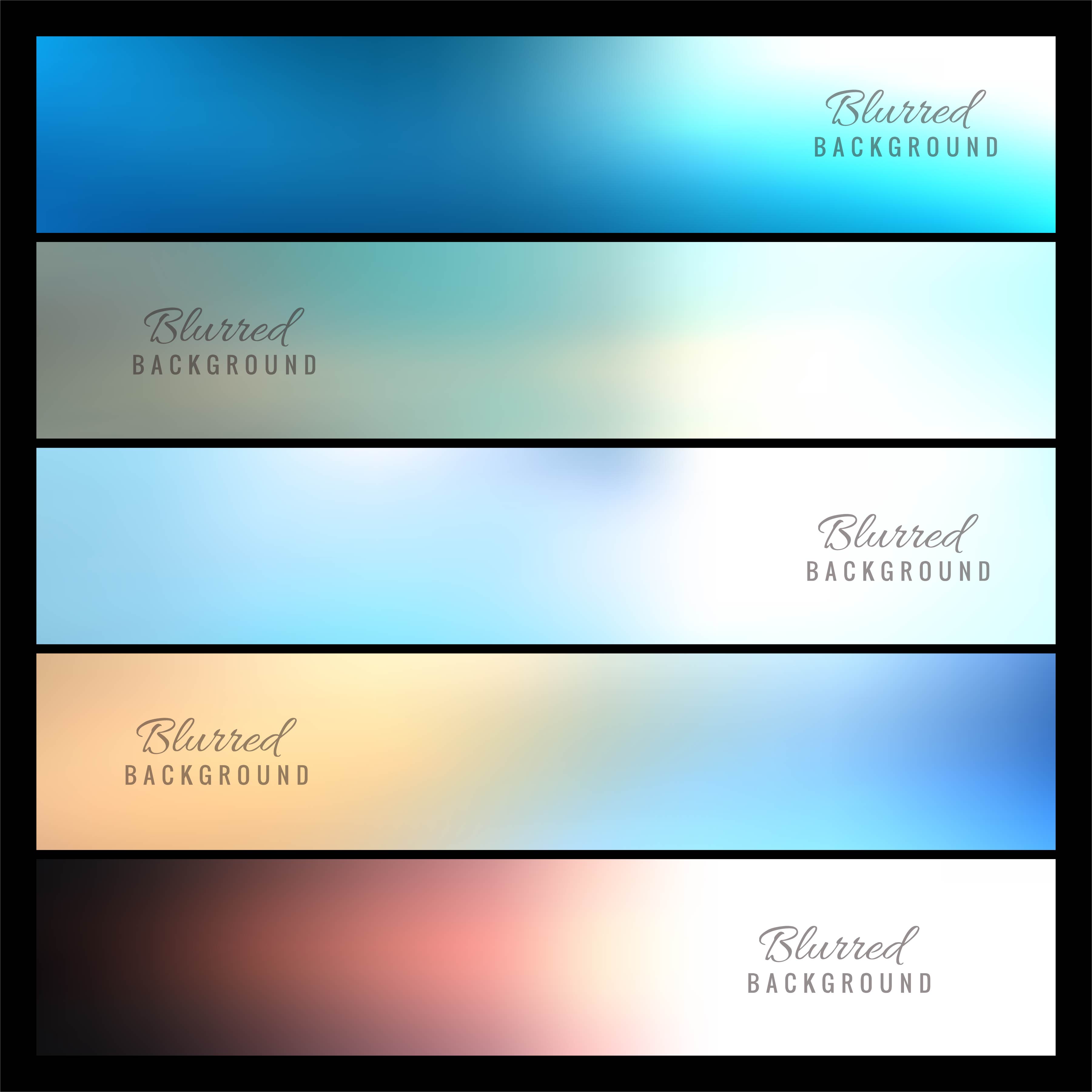 Beautiful colorful blurred banners set vector Free Vector