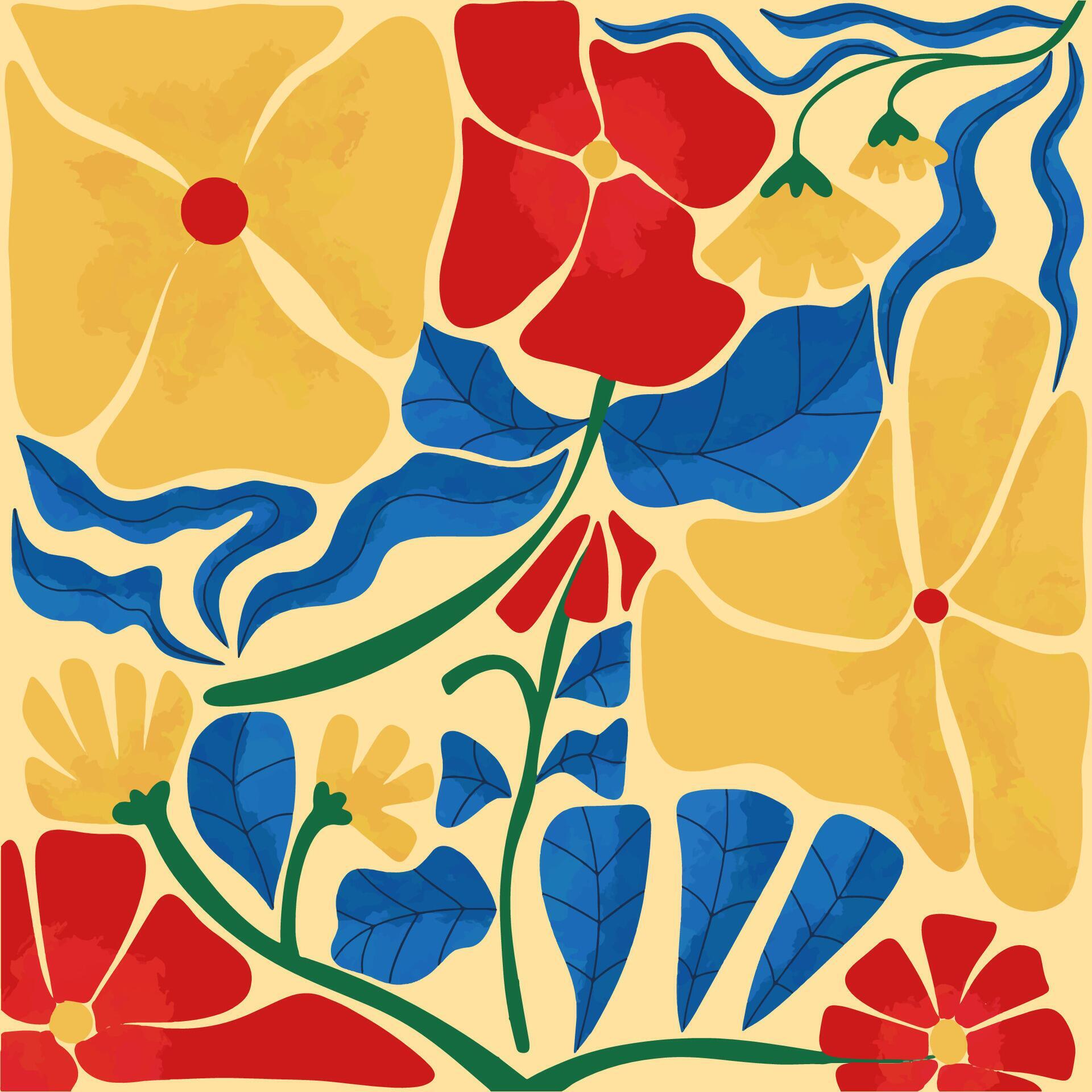 matisse Inspired seamless abstract shape flowers seamless pattern vintage style for textile fabric wallpaper wrapping paper wall decor Stock Free