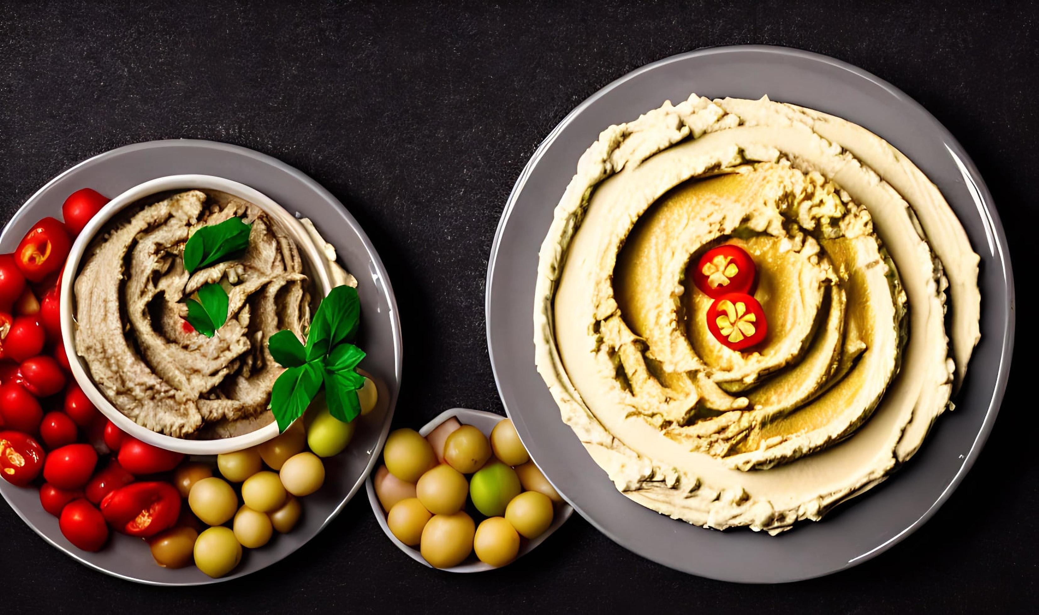 Healthy food. Traditional freshly made organic hummus. Stock Free