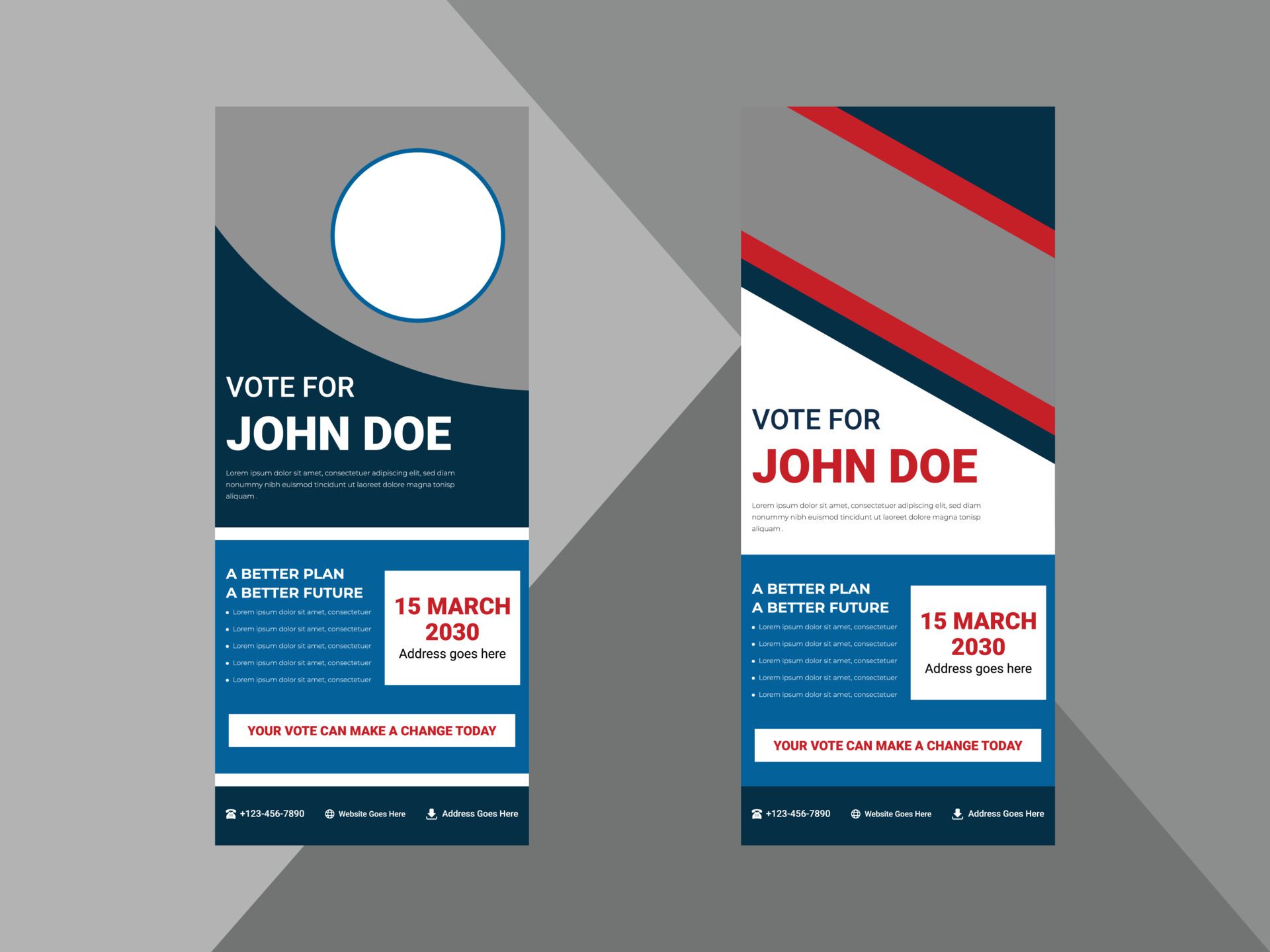 election roll up banner design template. vote now election poster leaflet design. cover, roll up banner, poster, print-ready Free Vector