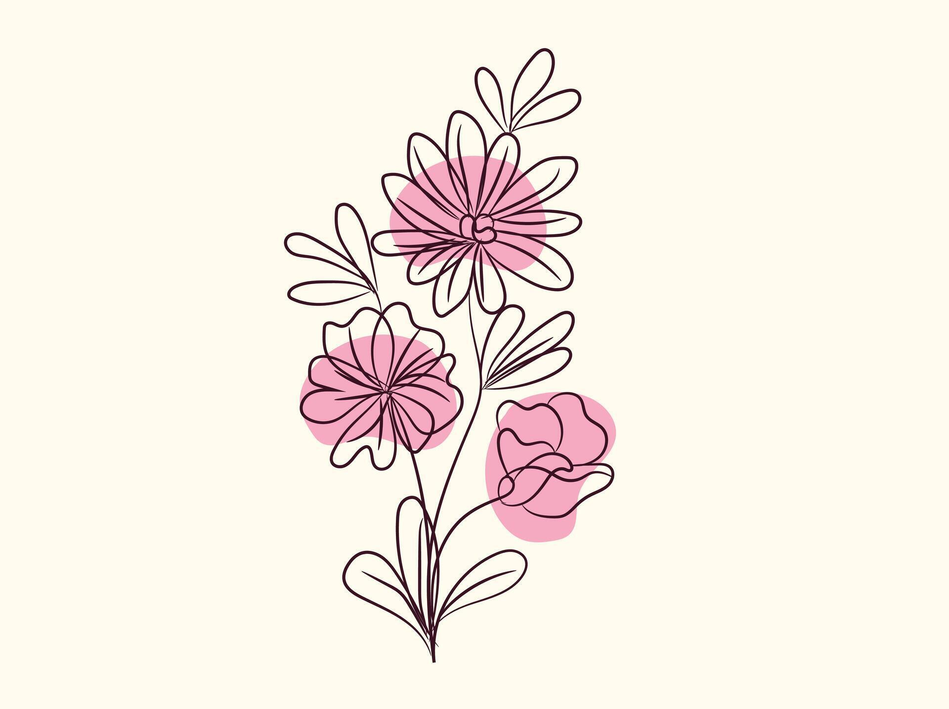 Hand drawn simple flower outline Stock Free