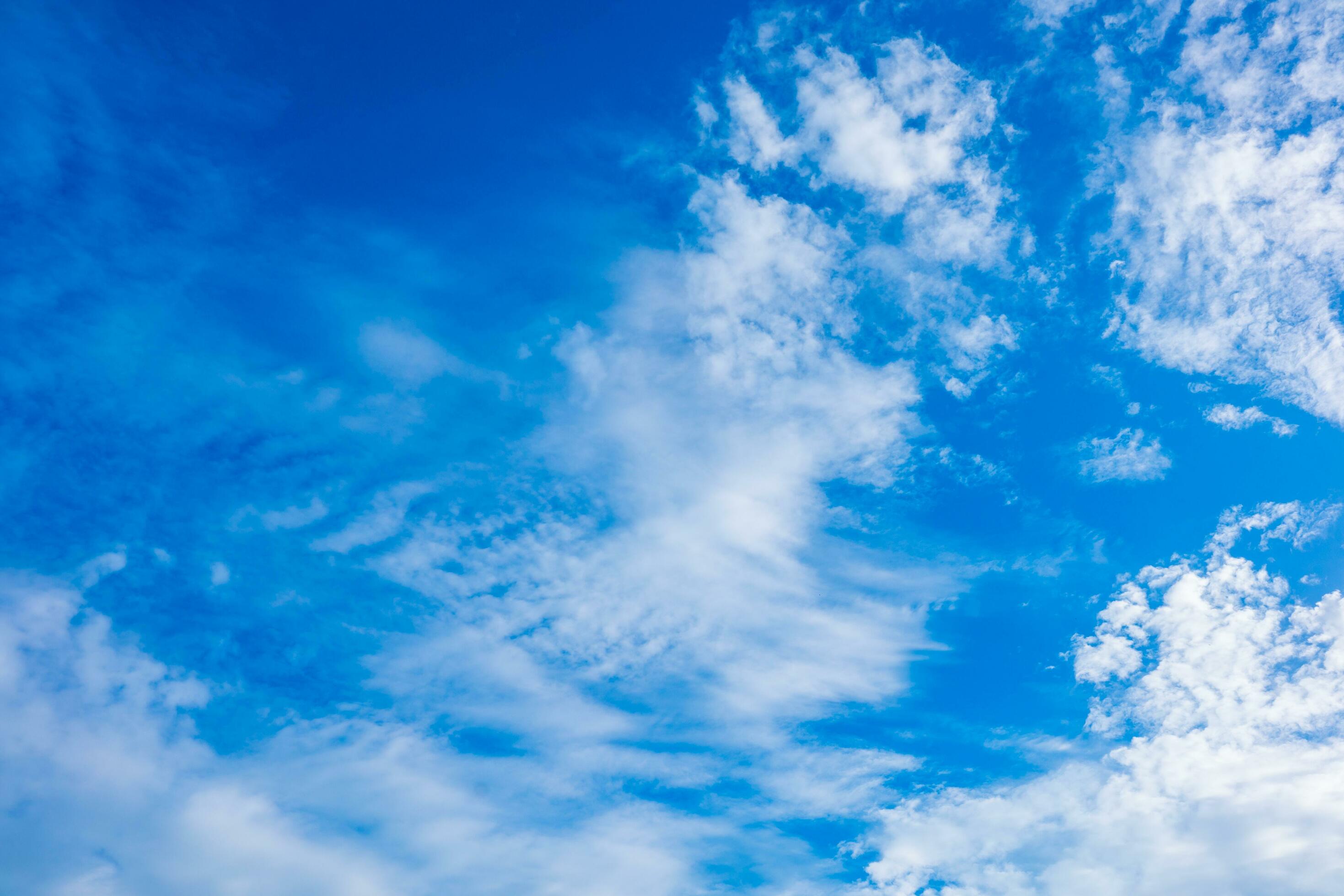 clouds and blue sunny sky, white clouds over blue sky, Aerial view, nature blue sky white cleat weather. Stock Free