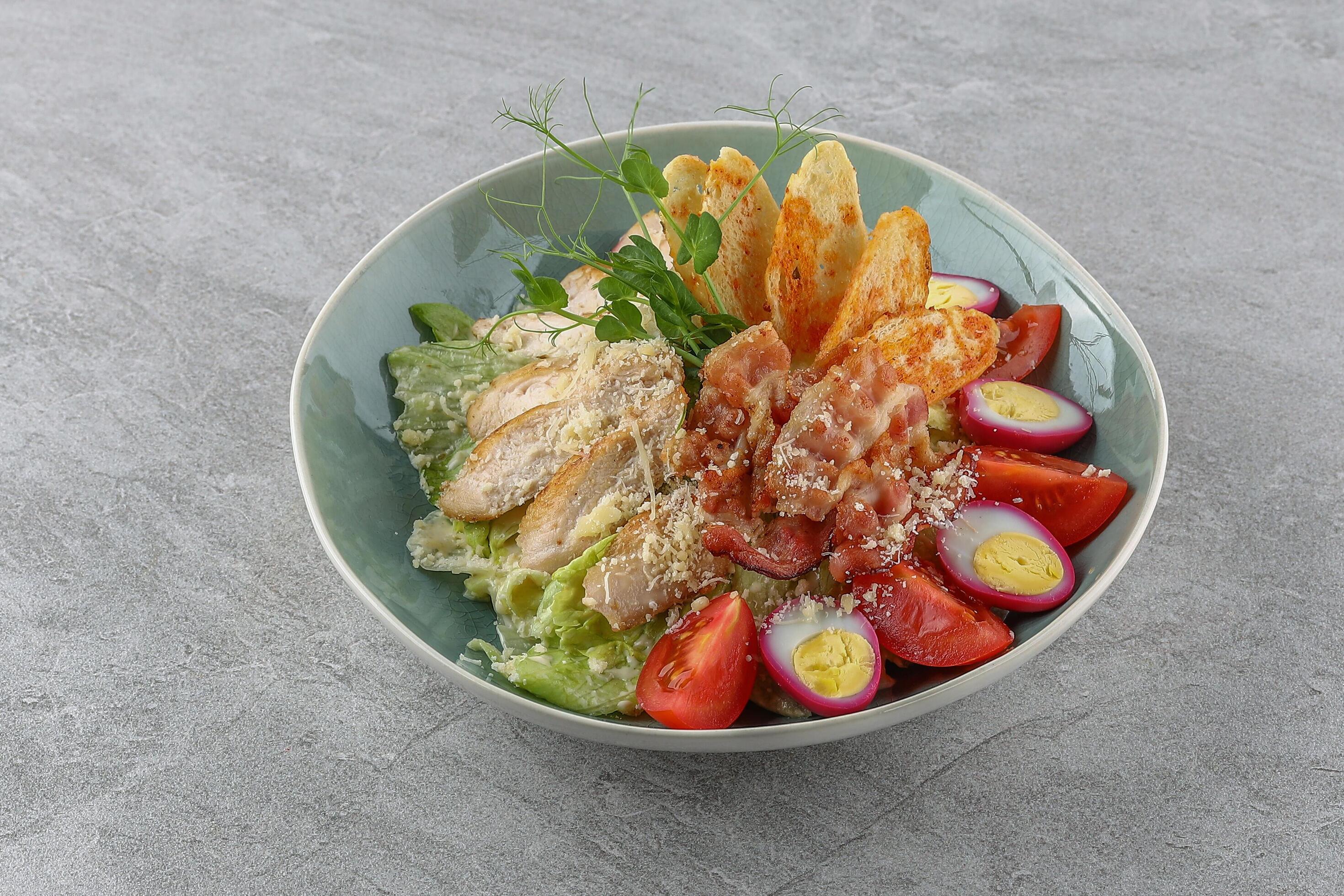 Salmon salad on a stone background studio shooting 3 Stock Free