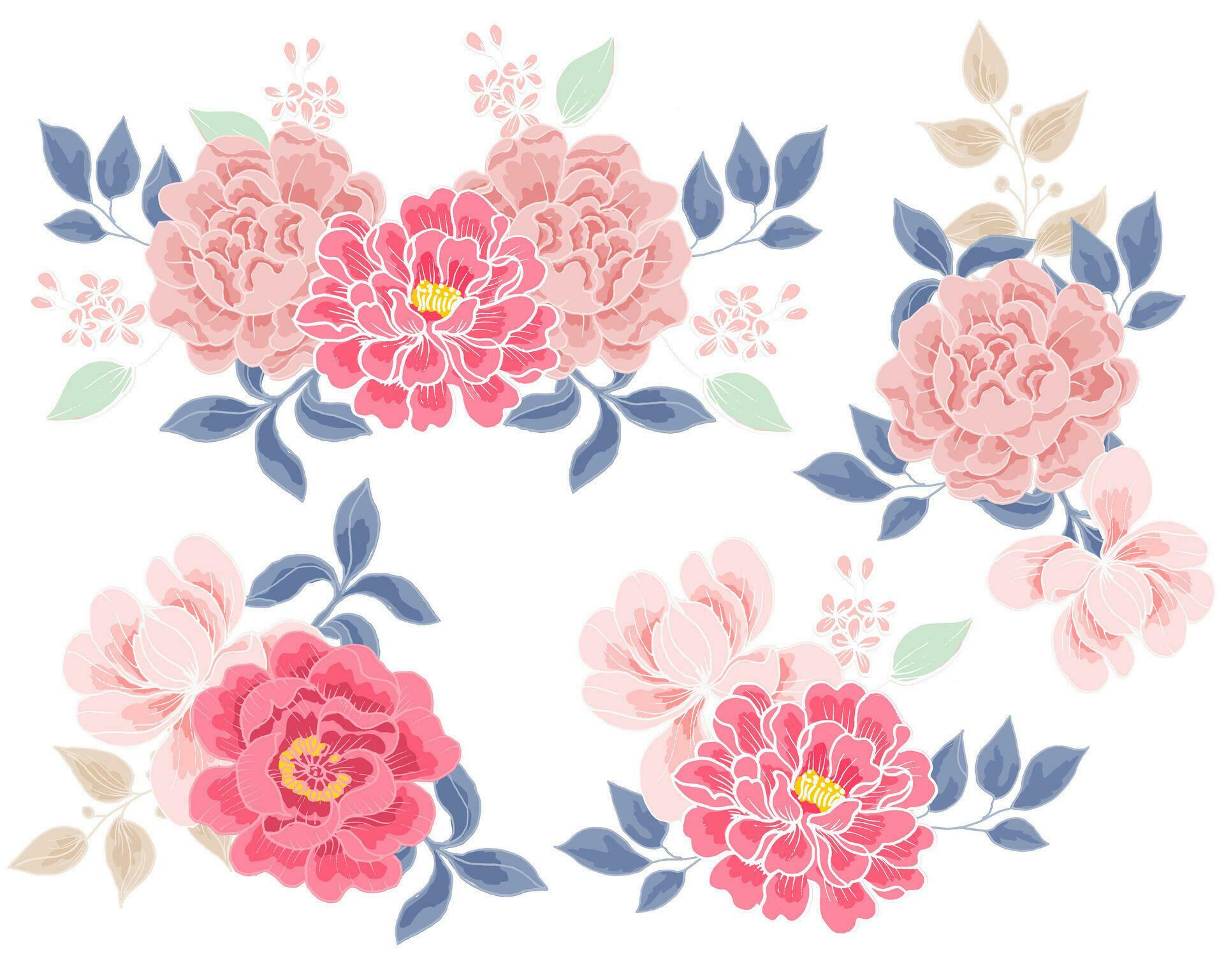 Vintage Pink Hand Drawn Rose Flower Arrangement Stock Free and Free SVG