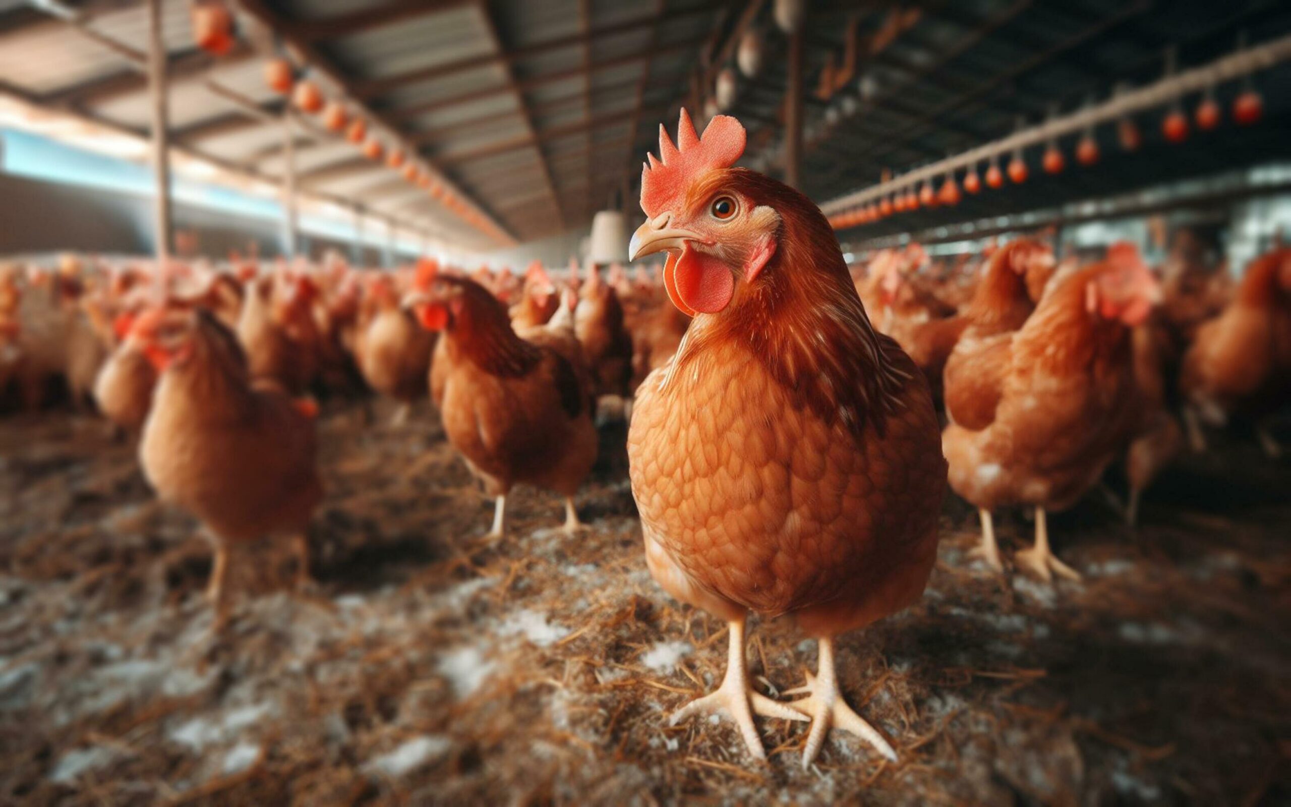 Chicken farms, large-scale livestock production, chickens in coops, meat industry Free Photo