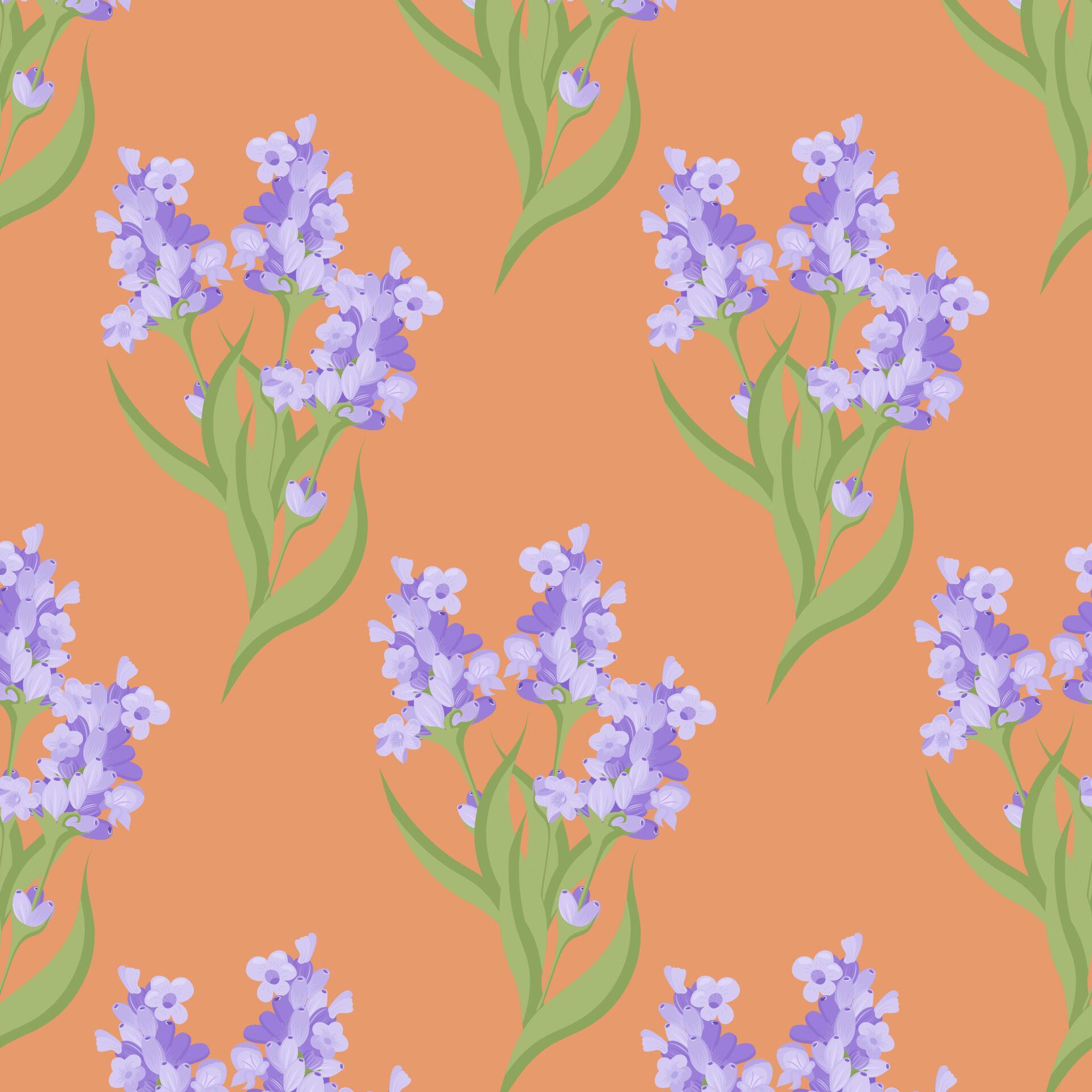 A sprig of lavender. Purple flower. Seamless pattern. illustration. Stock Free