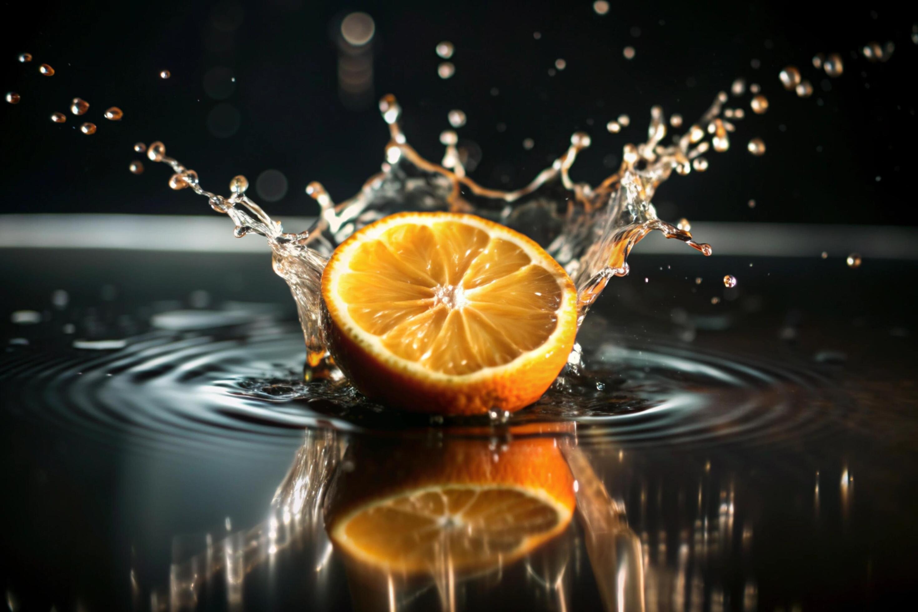 Orange splashes isolated on background Stock Free