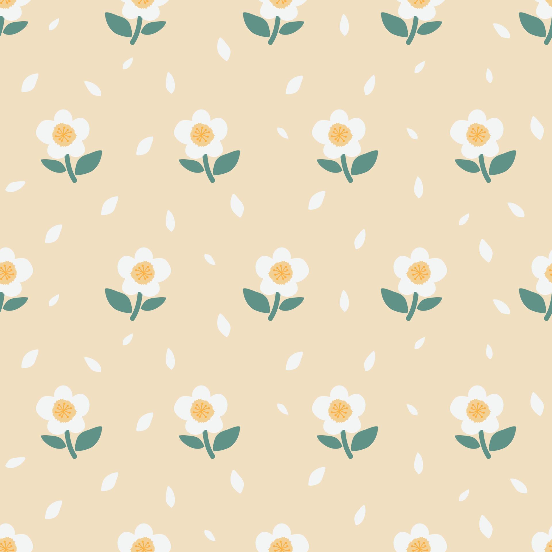 seamless pattern sun flower with beige background. beautiful floral pattern Stock Free