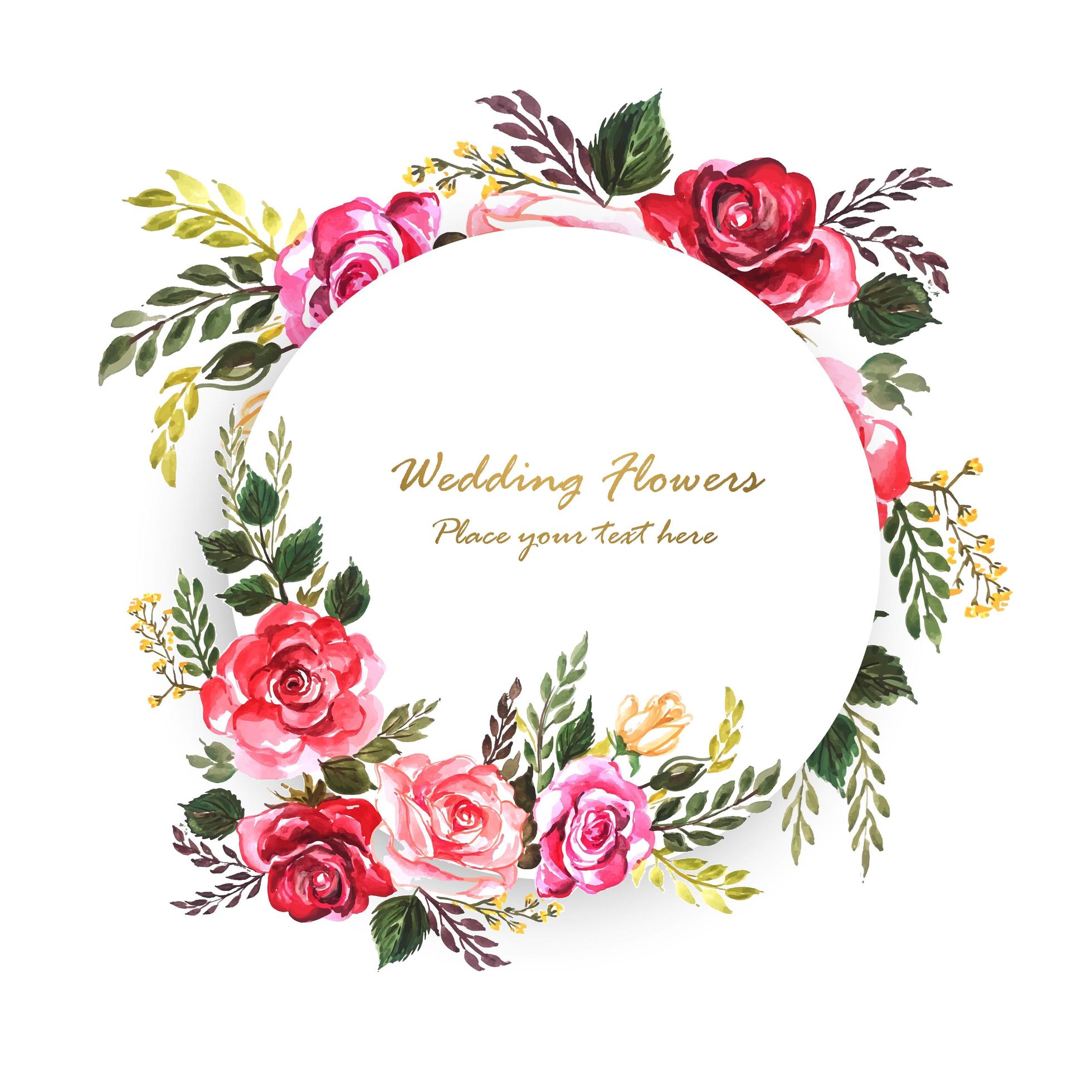 Beautiful wedding decorative flowers round frame with space for text Stock Free