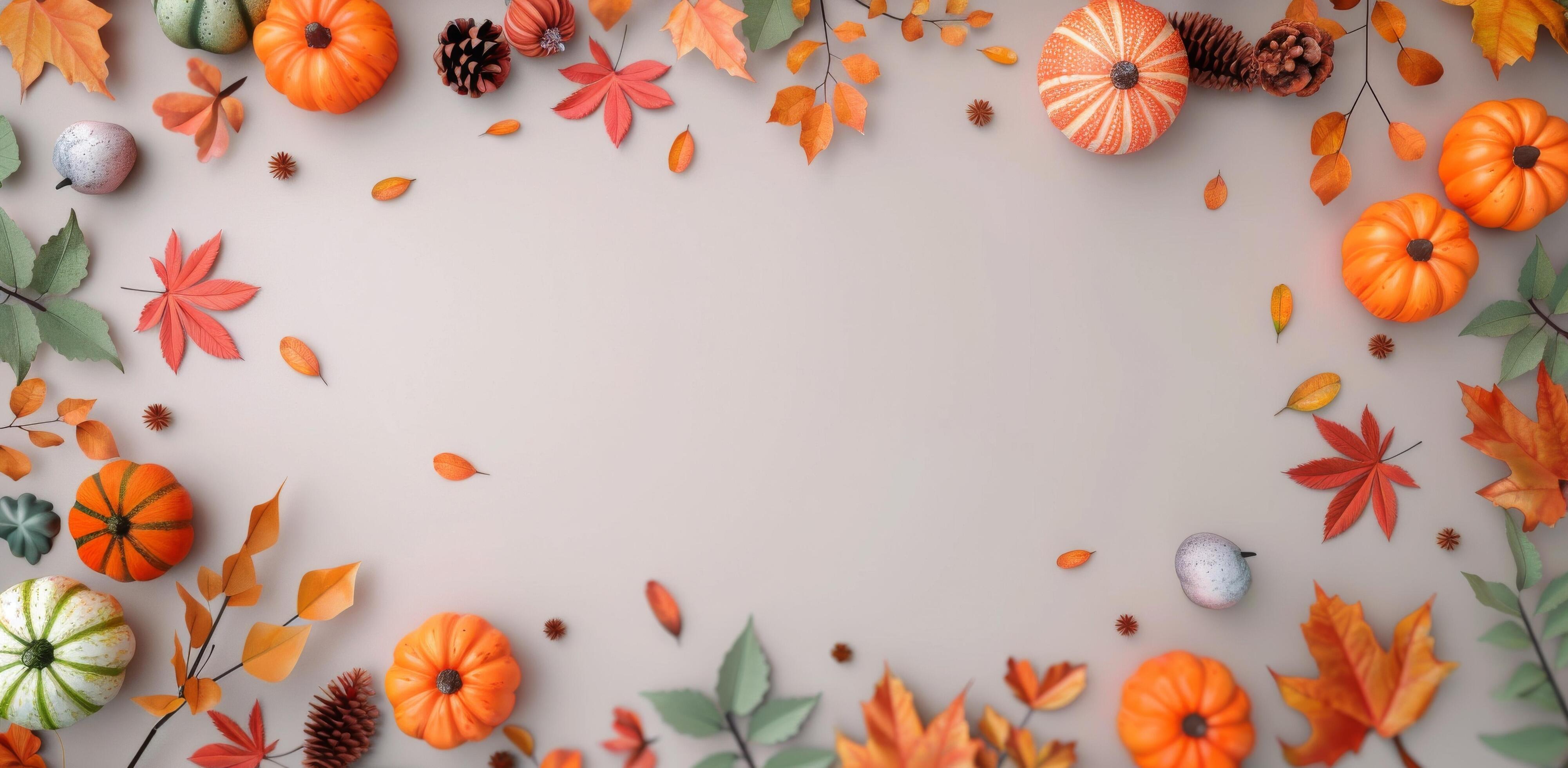 Autumn Decor With Pumpkins and Berries on a Light Background Stock Free