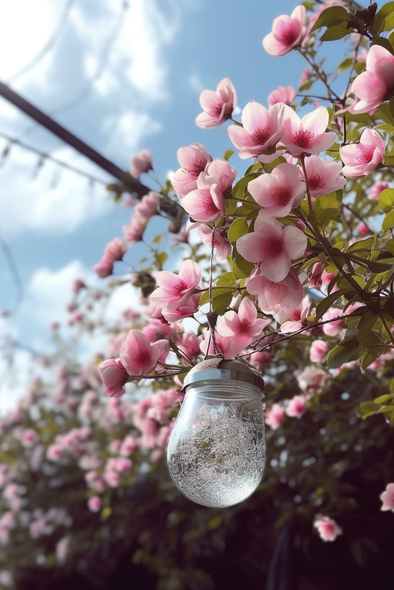 pink cherry blossom flowers in spring, generate ai Stock Free