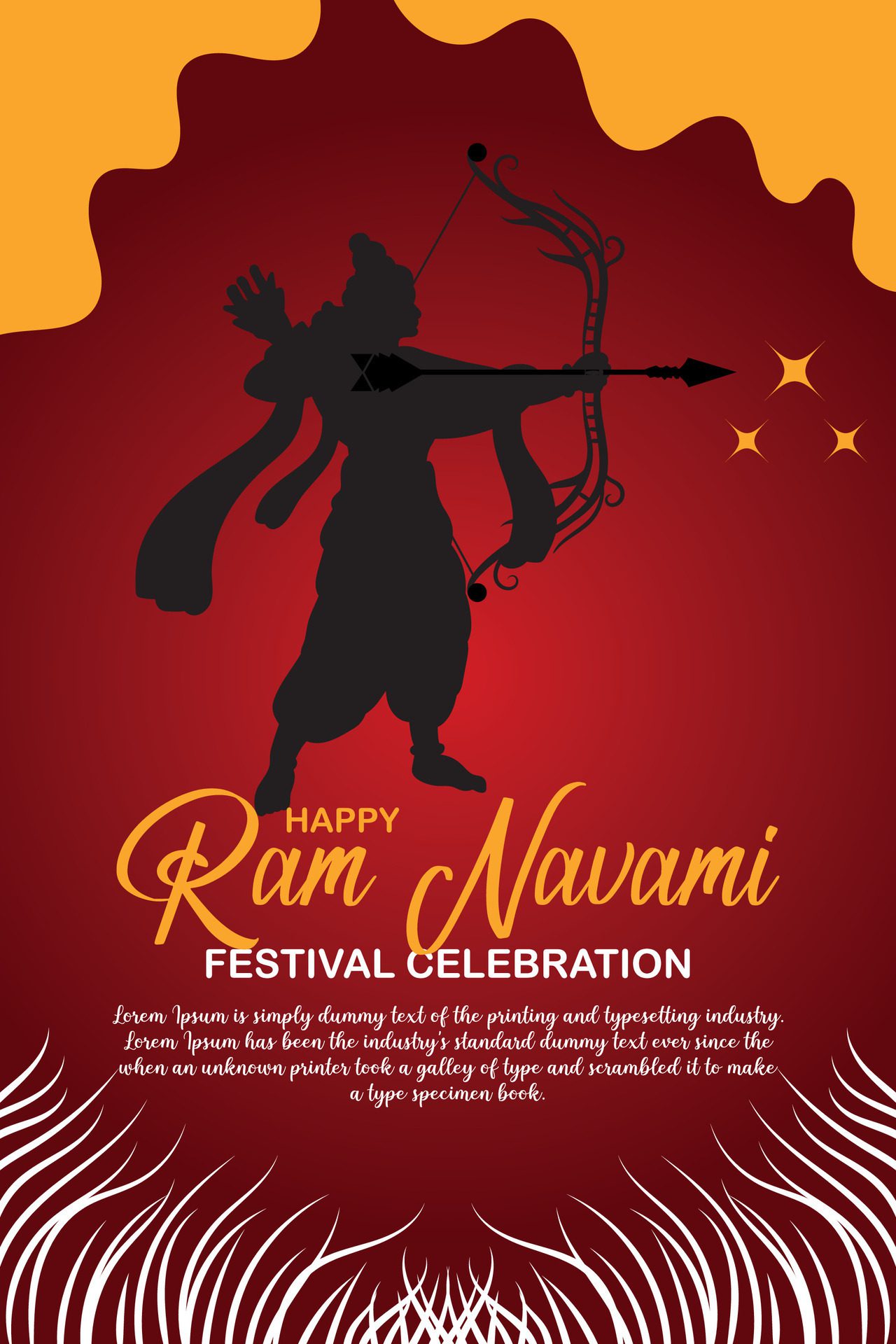 Happy Ram Navami cultural Banner Hindu festival vertical post wishes celebration card Ram Navami celebration background Free Vector