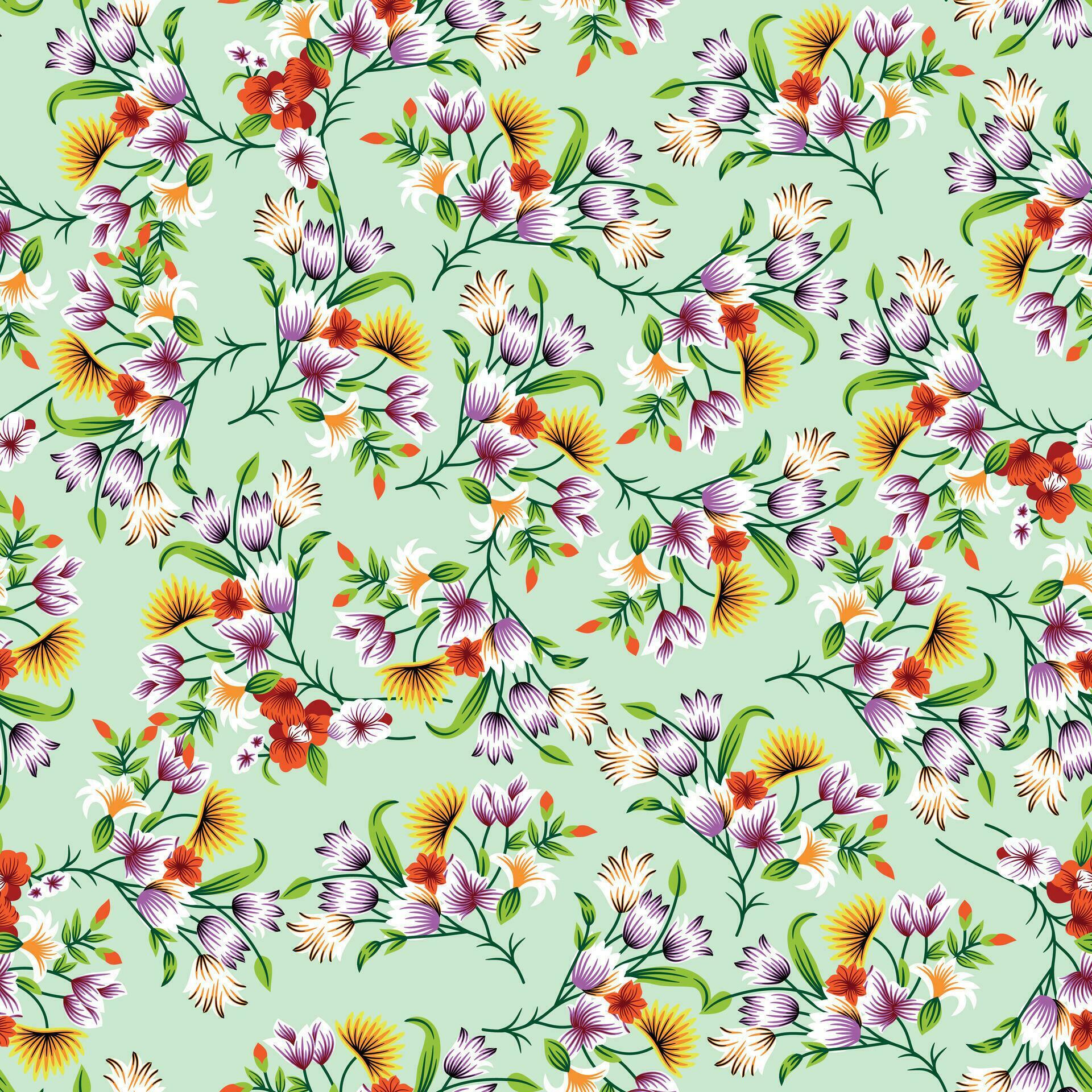 Seamless colorful flowers pattern Stock Free