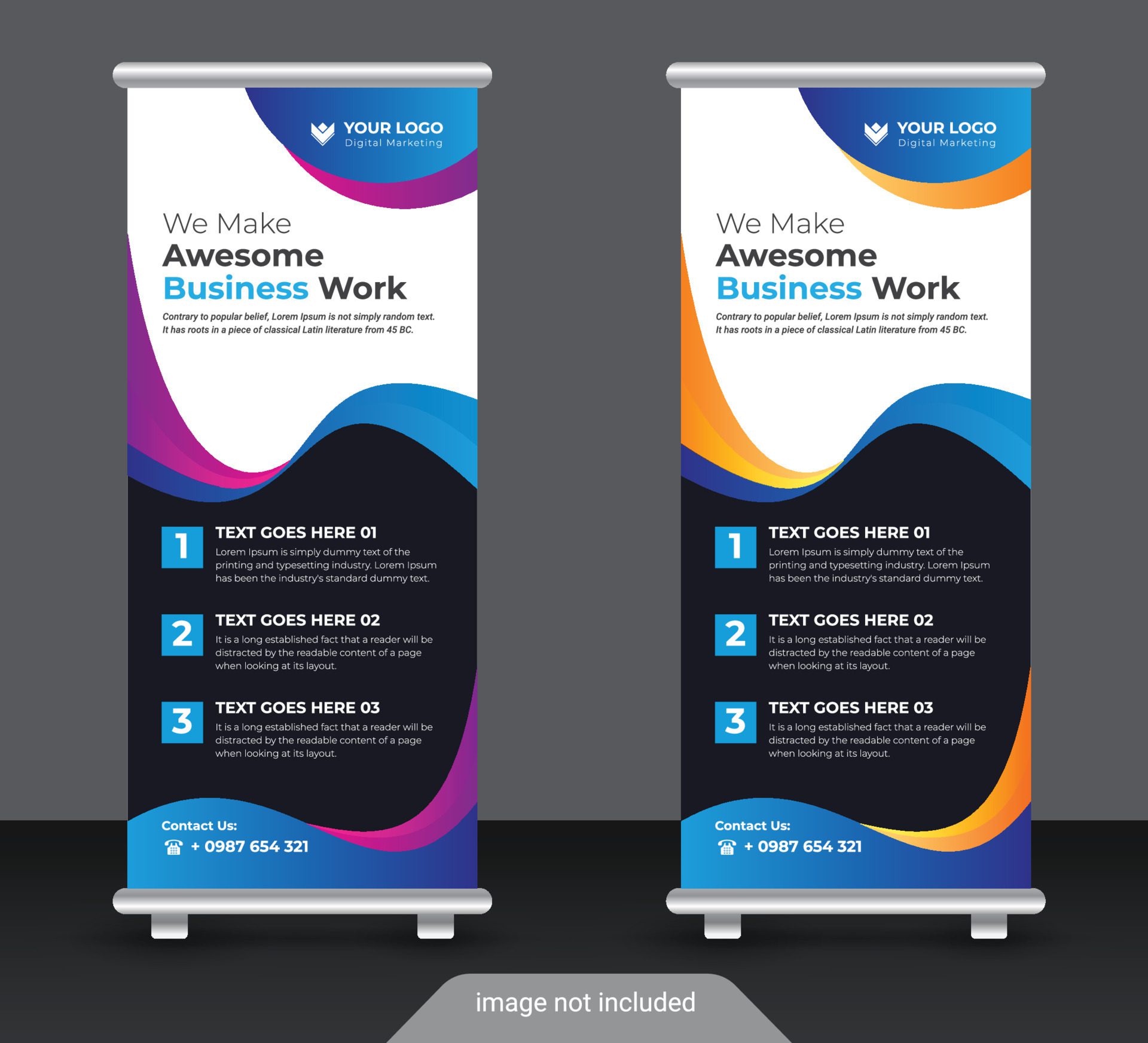 Modern corporate colorful roll up standee banner design template Free Vector