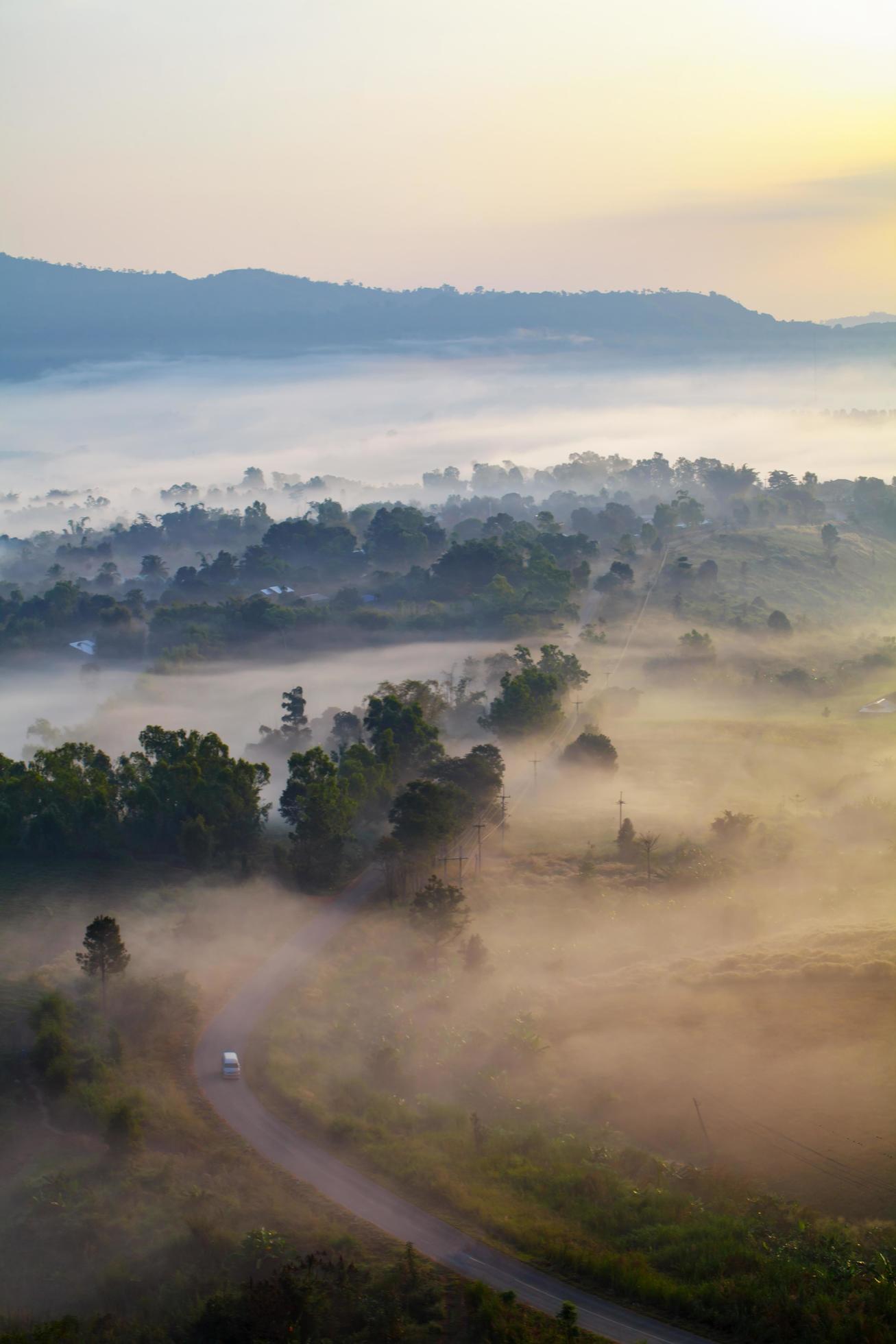 Fog in morning sunrise at Khao Takhian Ngo View Point at Khao-kho Phetchabun,Thailand Stock Free