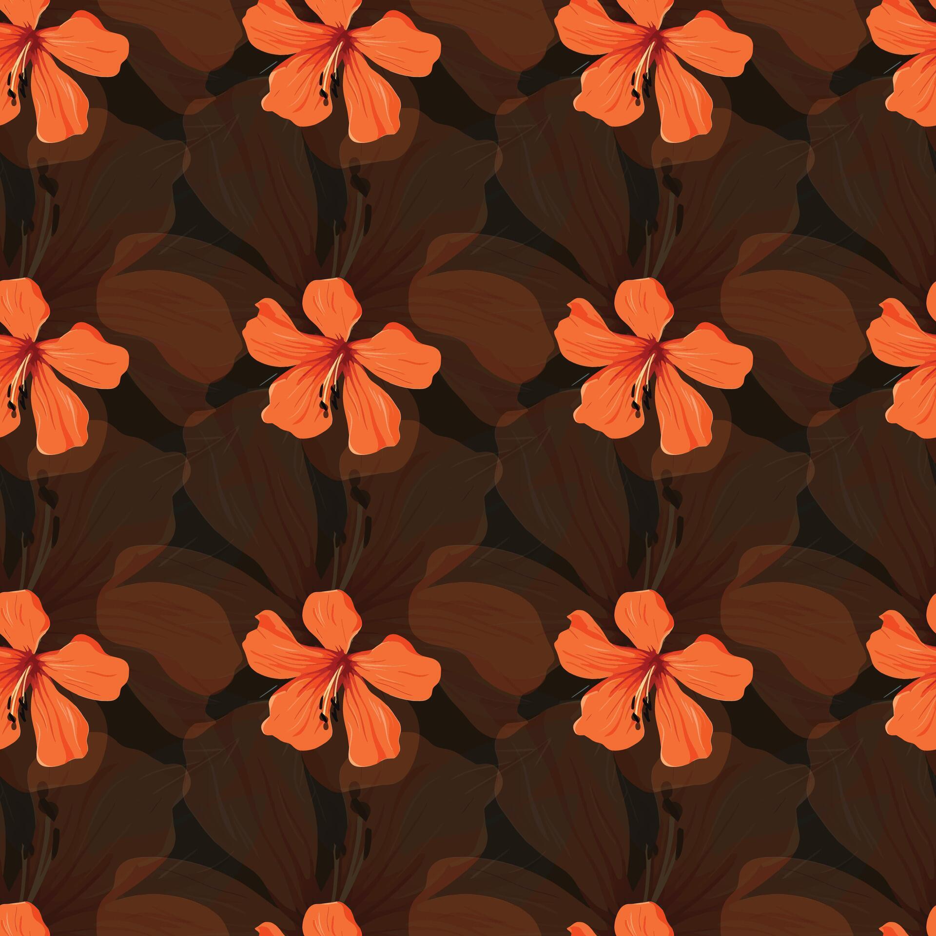 Delicate Hibiscus Flowers Seamless Pattern Design Stock Free