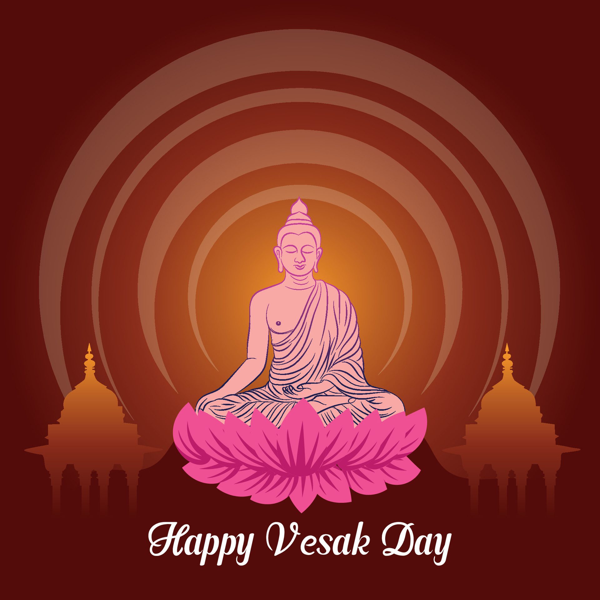 Flat vertical poster template for vesak day illustration festival celebration social media post and vesak day Banner Free Vector