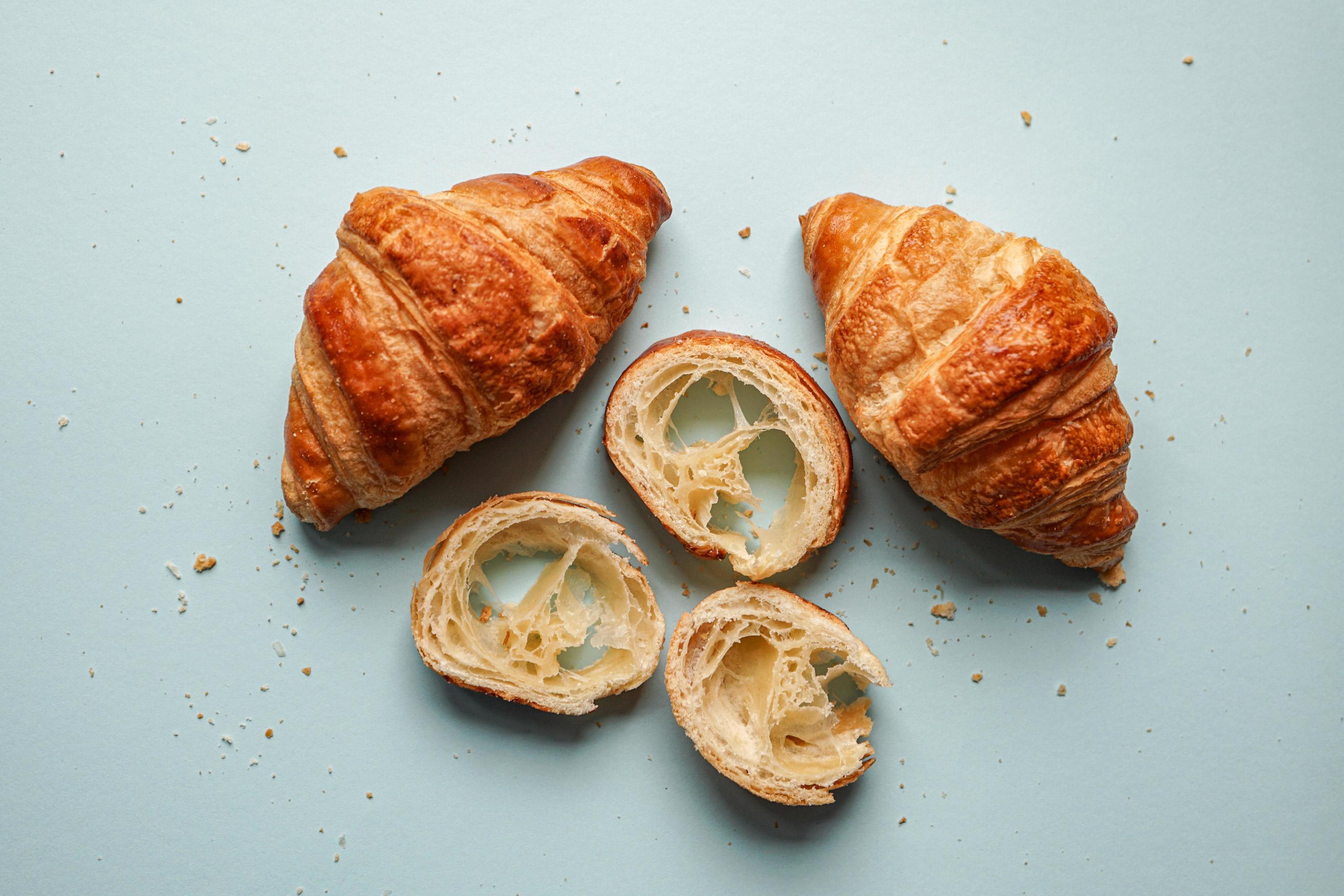 tasty croissant for breakfast, french food Stock Free