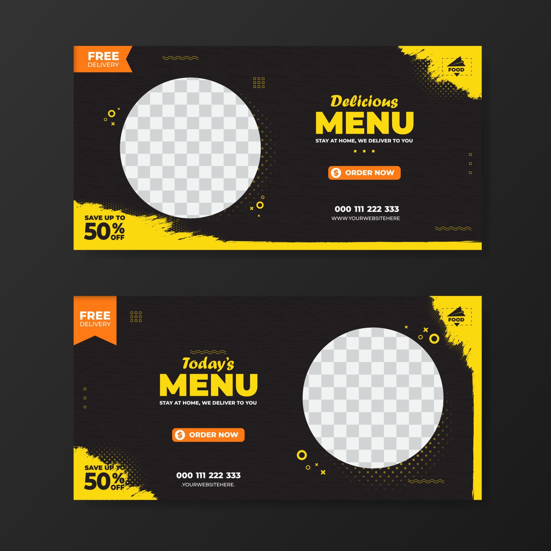 Banner template food menu social media post promotion Free Vector