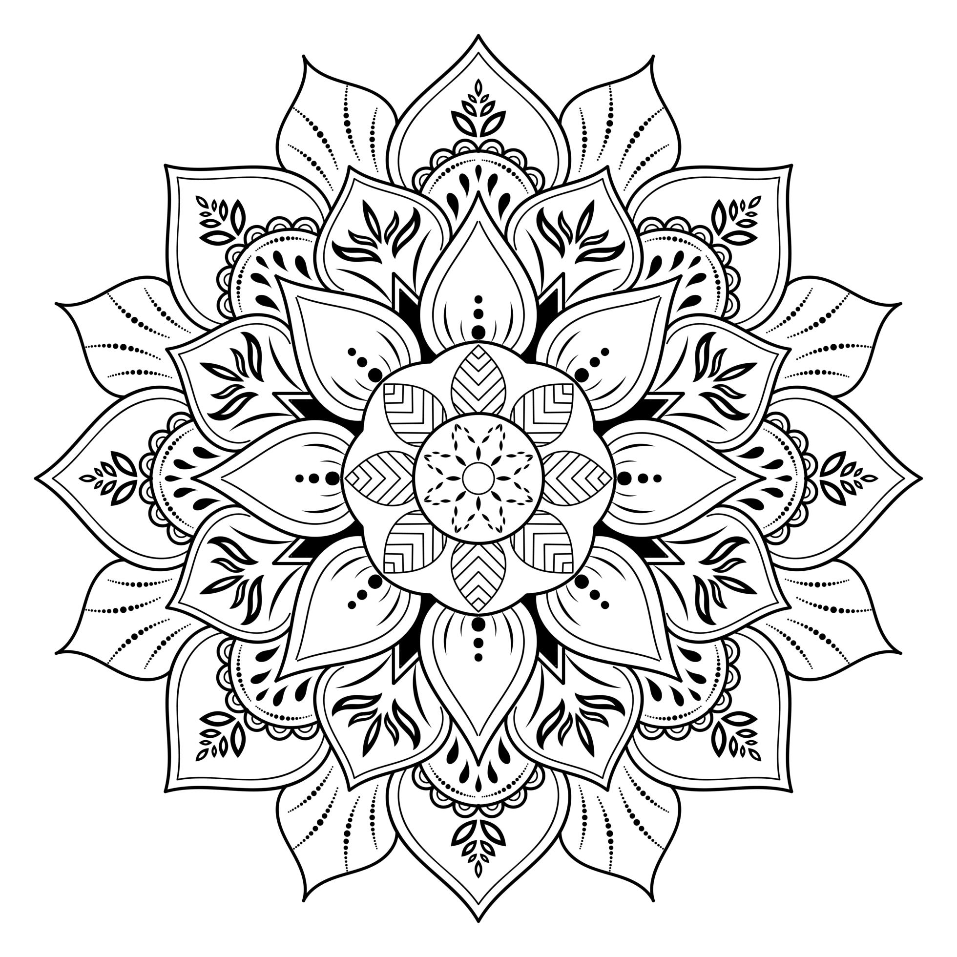 Flower mandala with vintage floral outline style Stock Free