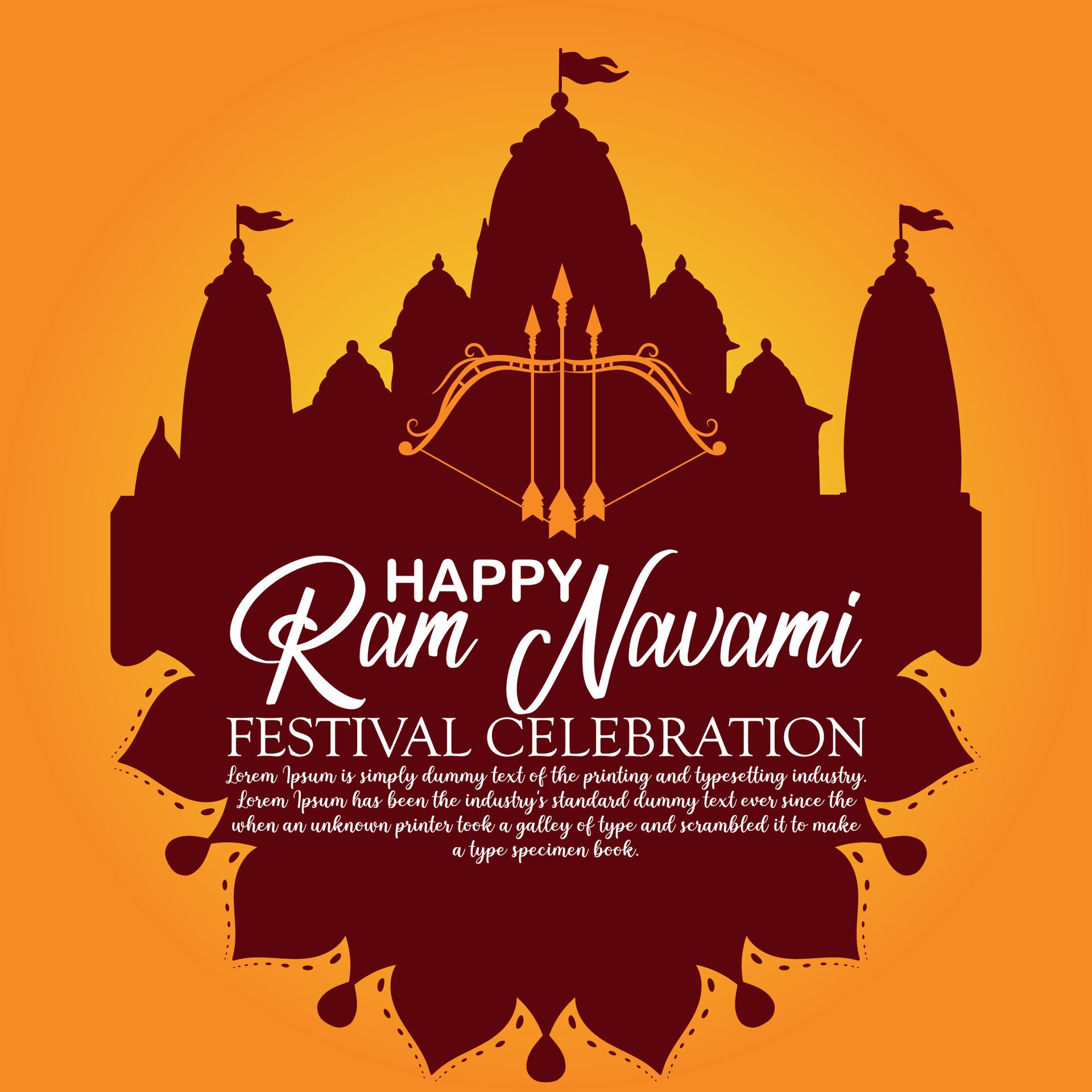 Happy Ram Navami cultural Banner Hindu festival vertical post wishes celebration card Ram Navami celebration background Free Vector