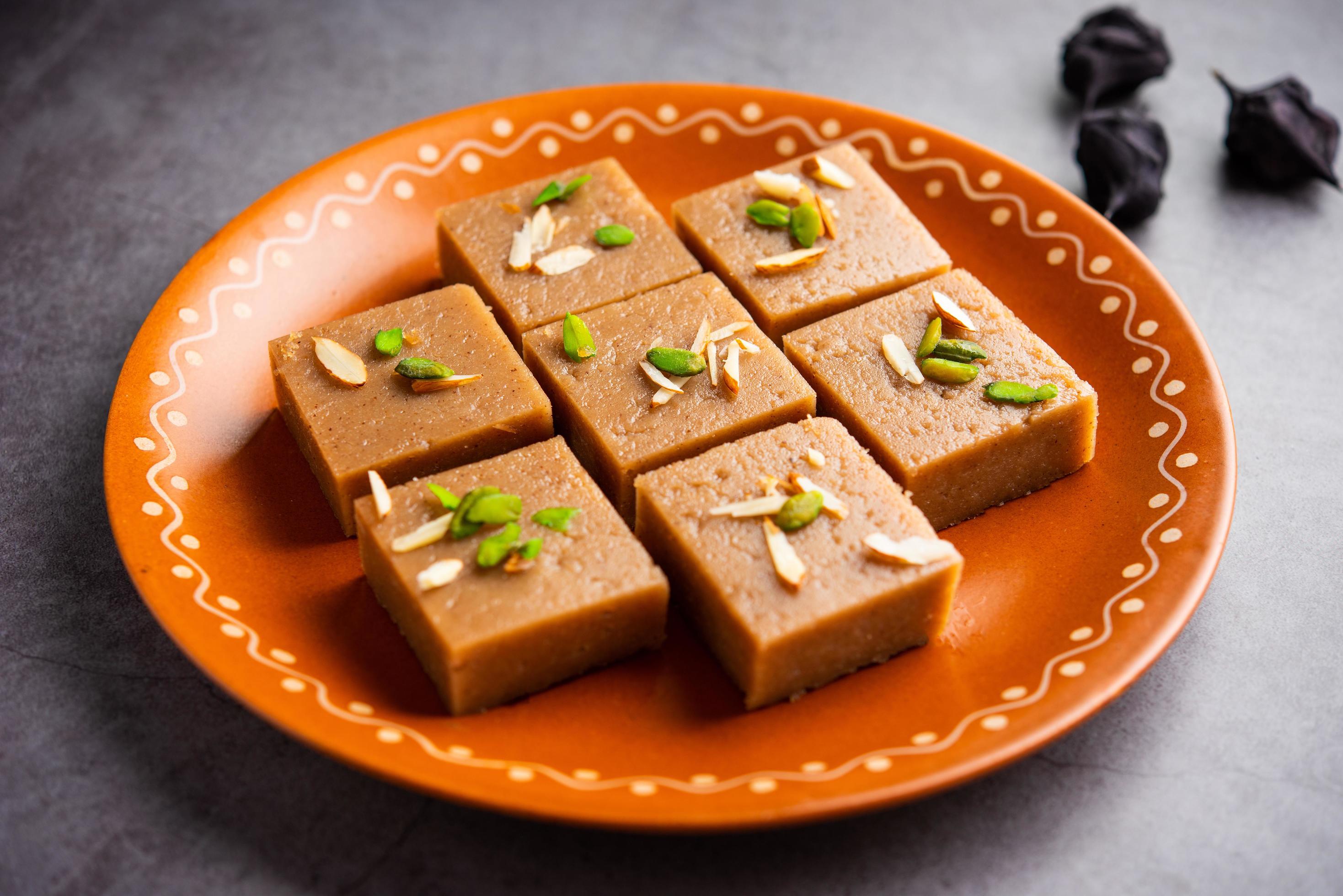 Singhara Barfi or Singhada barfi or halwa fasting or up-was food Stock Free