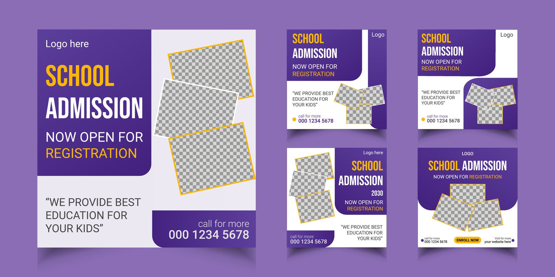 School admission social media post and web banner template Free Vector