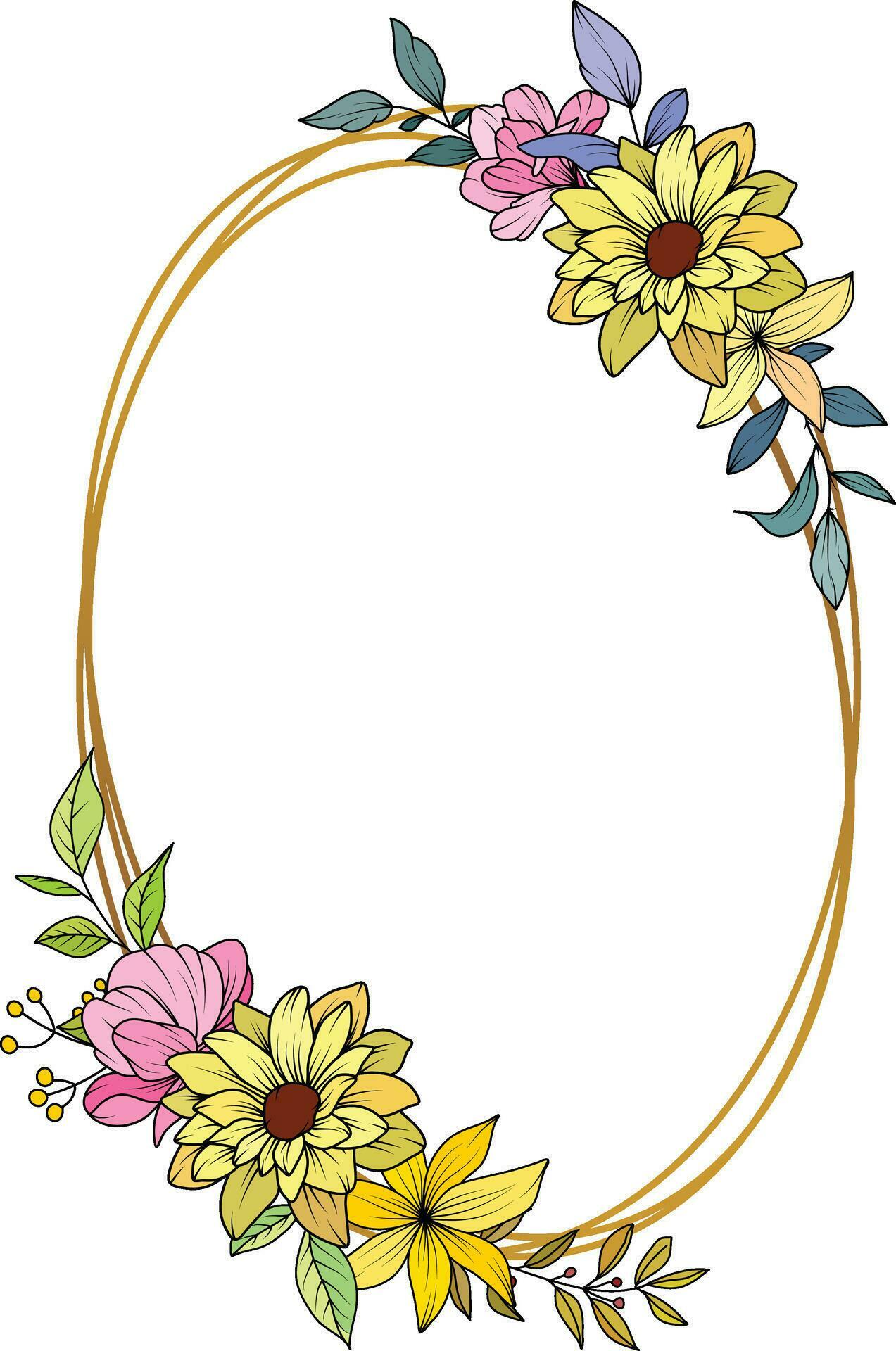 Flower Frame Wreath. Set of floral frames. Floral botanical flowers. for graphic designer decoration, product design, and cards Stock Free