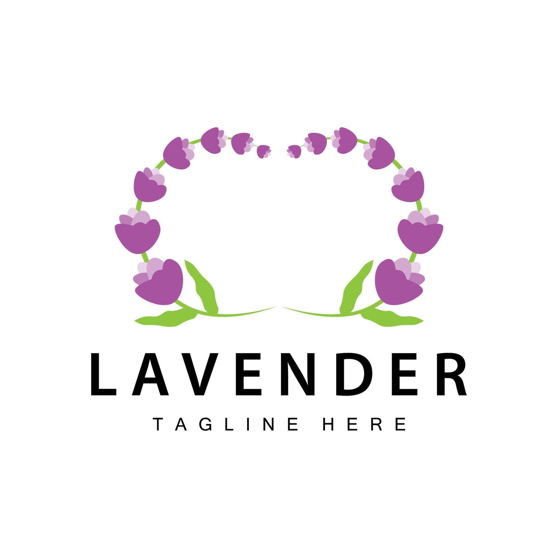 Lavender logo simple design vector cosmetic plant purple color and aromatherapy lavender flower garden template Stock Free