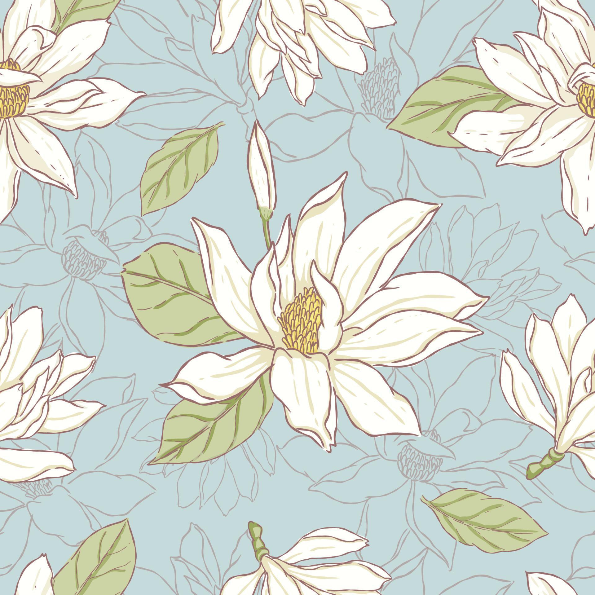 Seamless pattern vector magnolia flower Stock Free