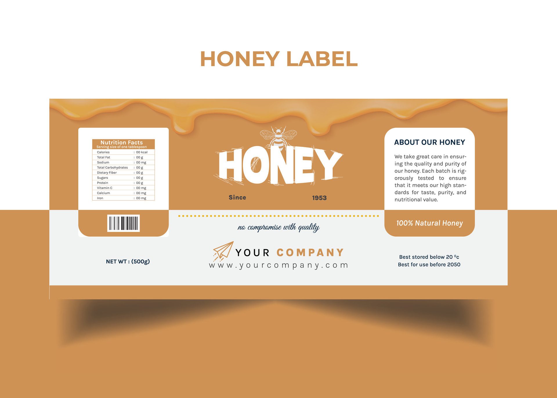 Honey Label Pure honey banner design Free Vector