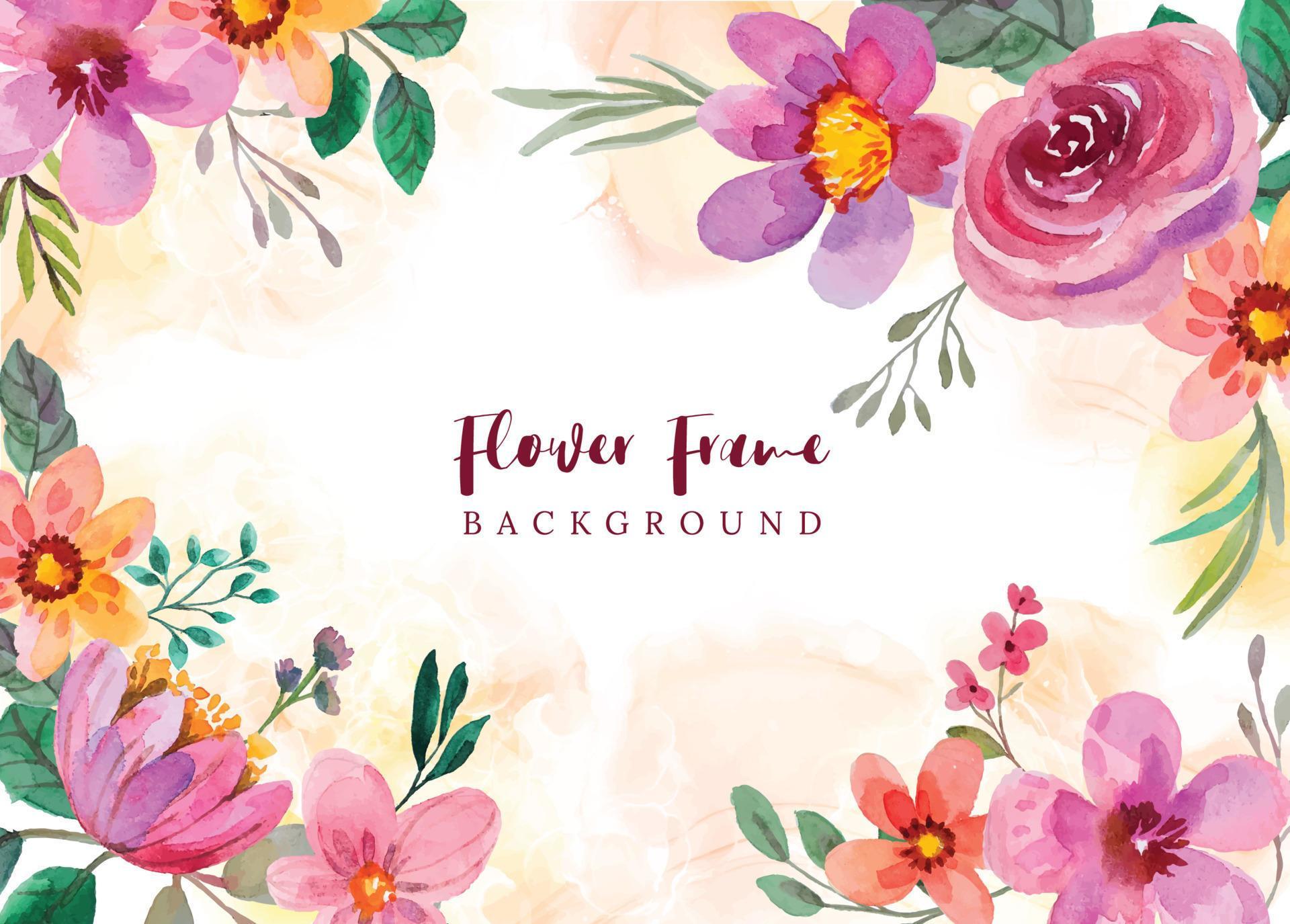 watercolor flower frame background Stock Free