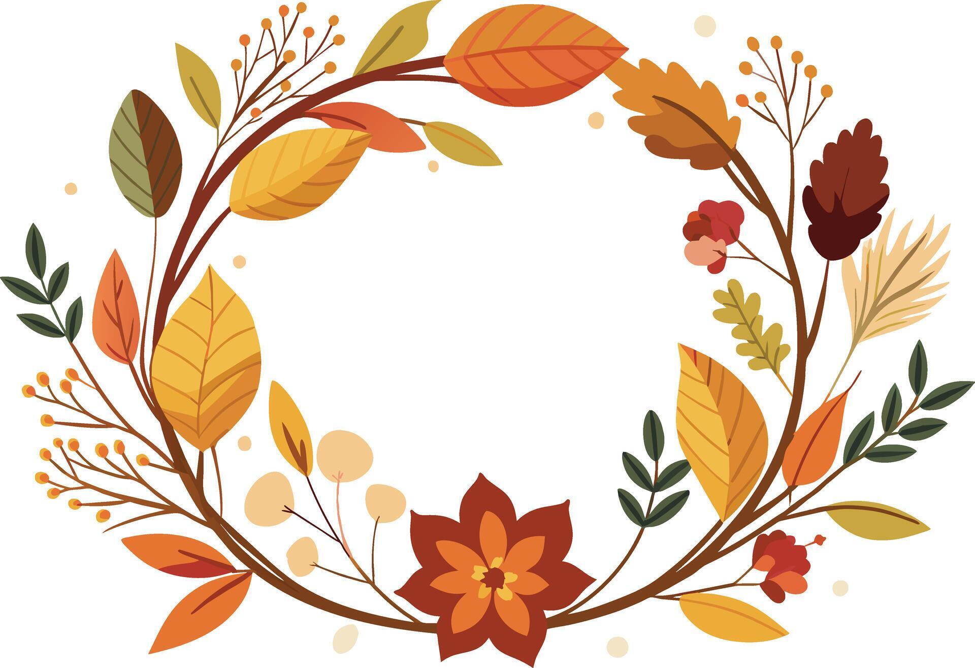 bautumn frame with leafs and flower decorative vector illustration Stock Free