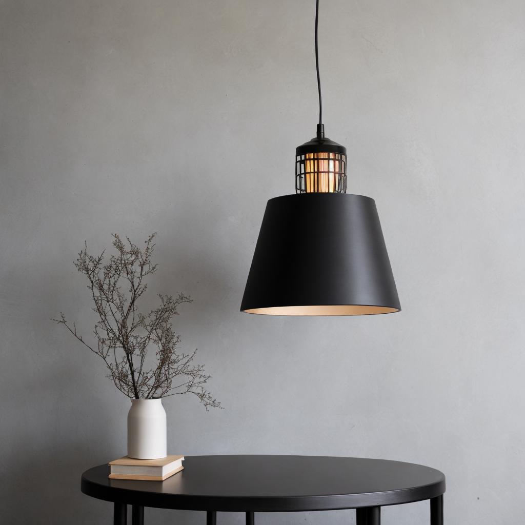 Lampa czarna wisząca by by @ai_generated