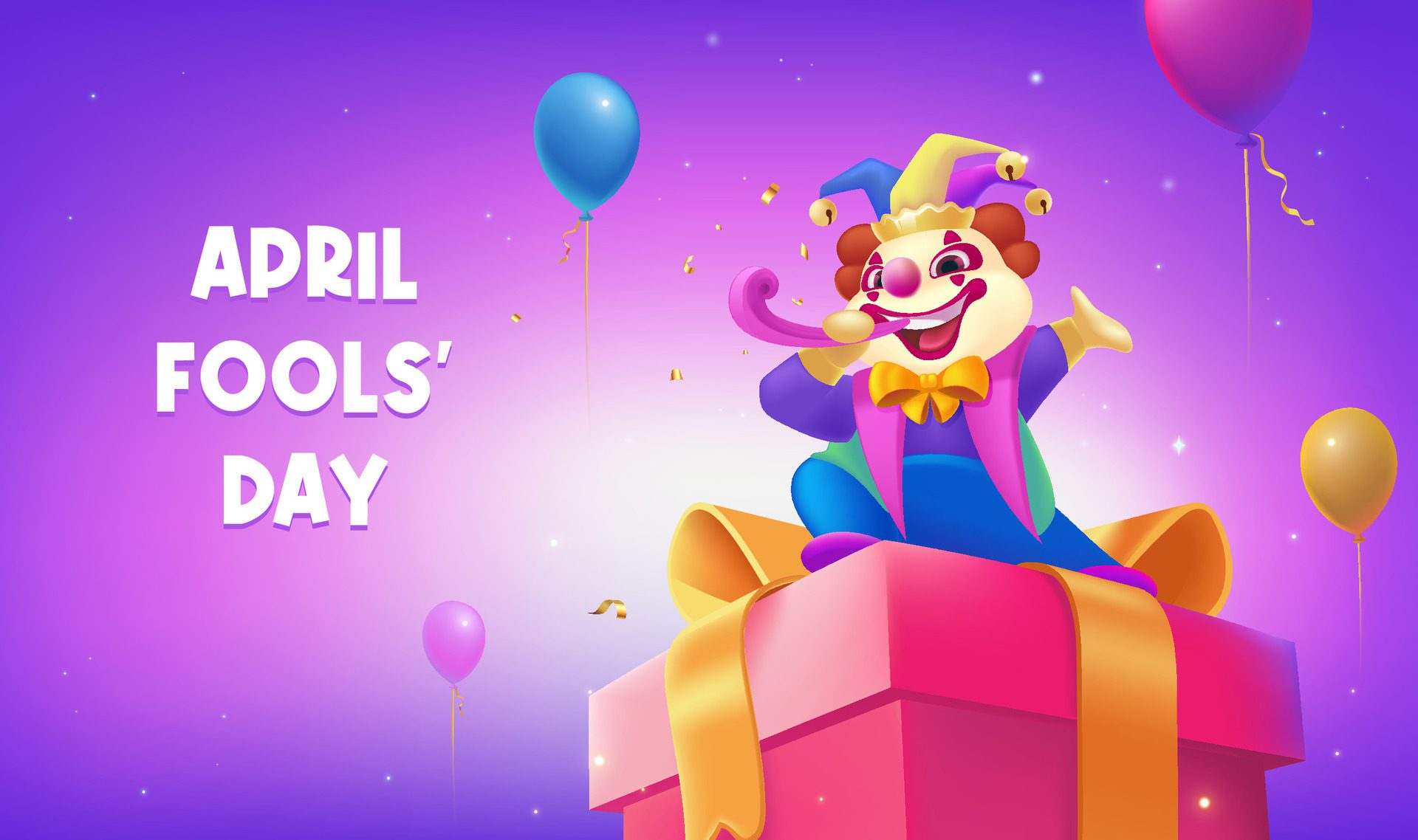 Vector hand painted April Fool’s Day celebration banner horizontal template Free Vector