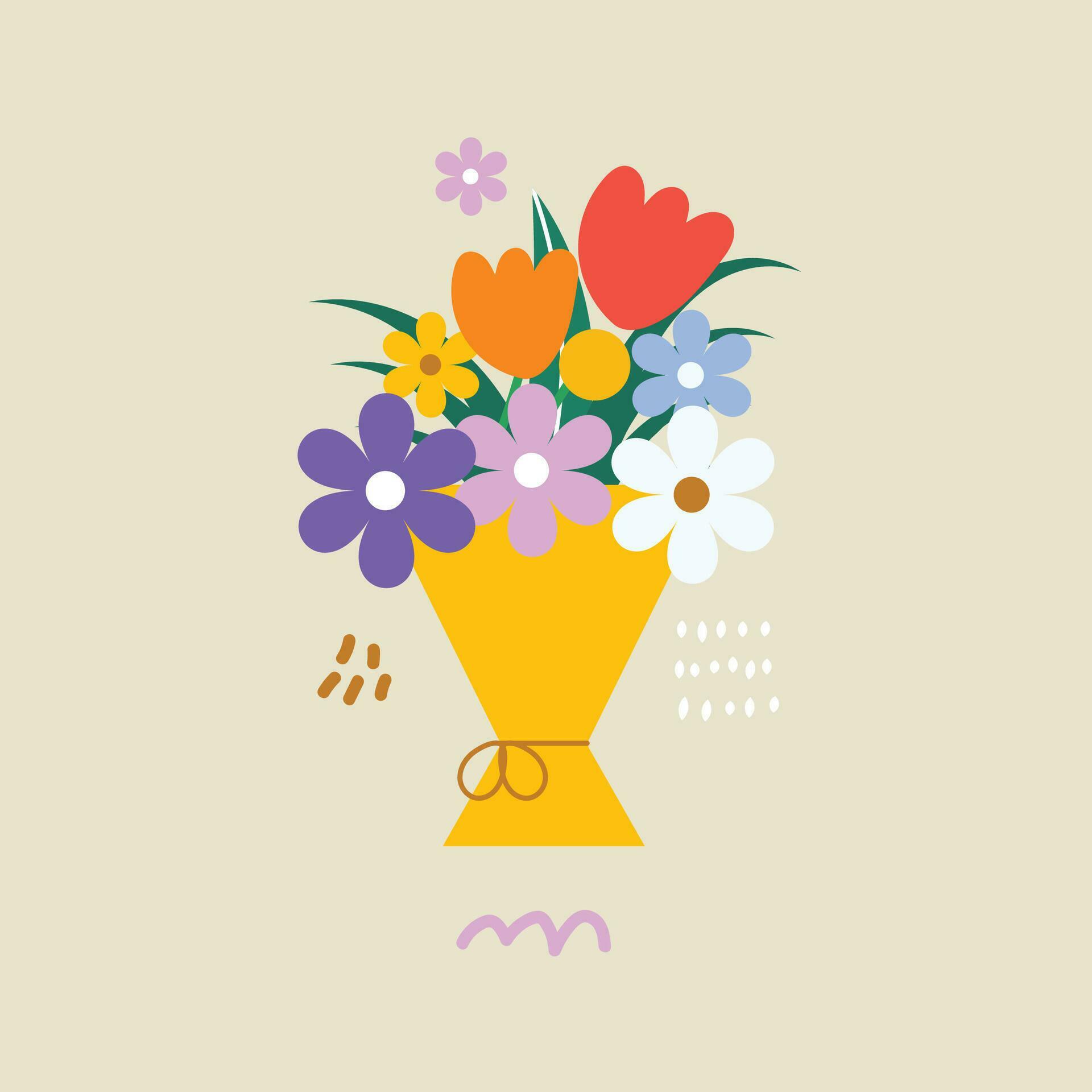 Hand-drawn floral flower bouquet Stock Free