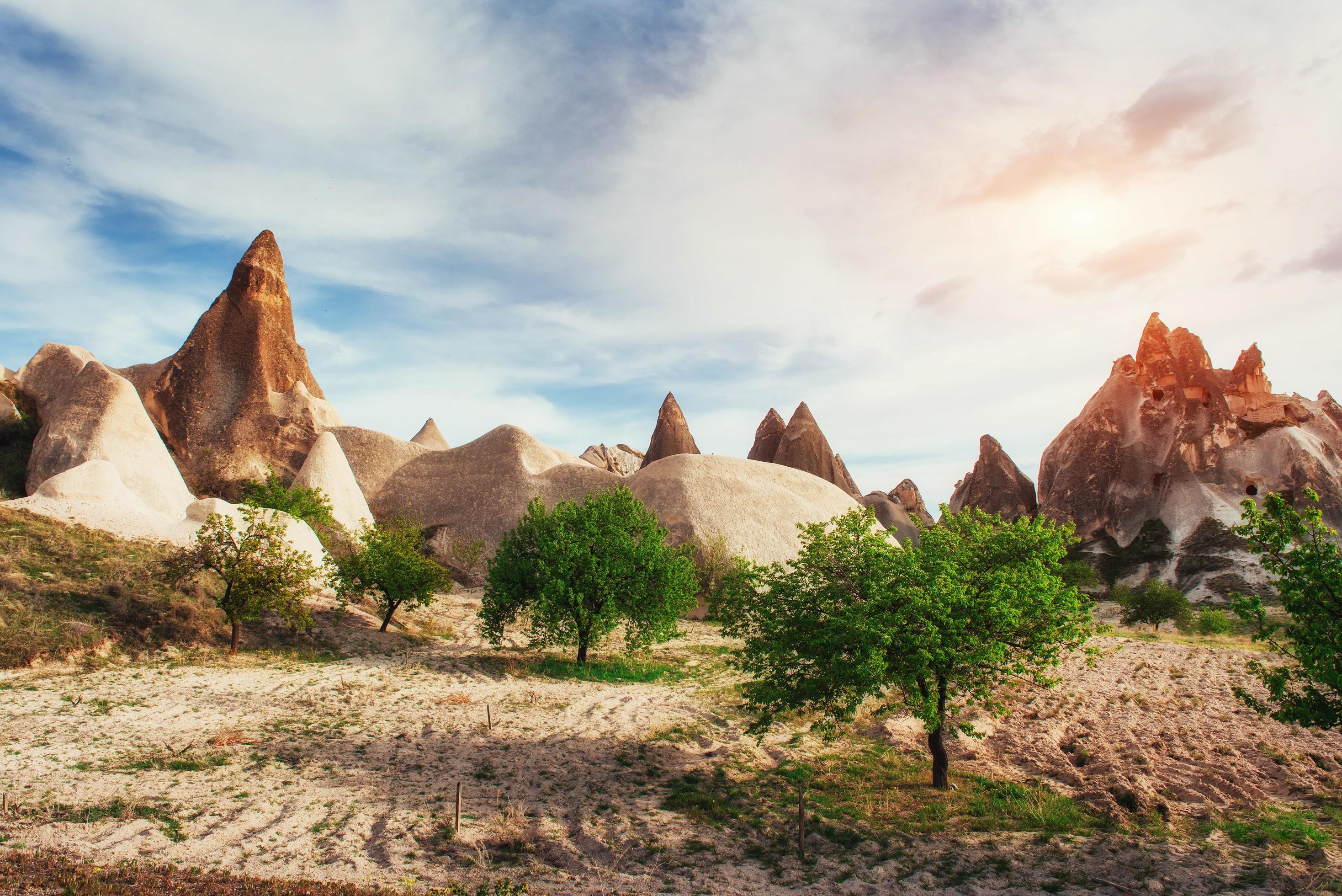 Amazing sunset over Cappadocia. Turkey. Europe Stock Free