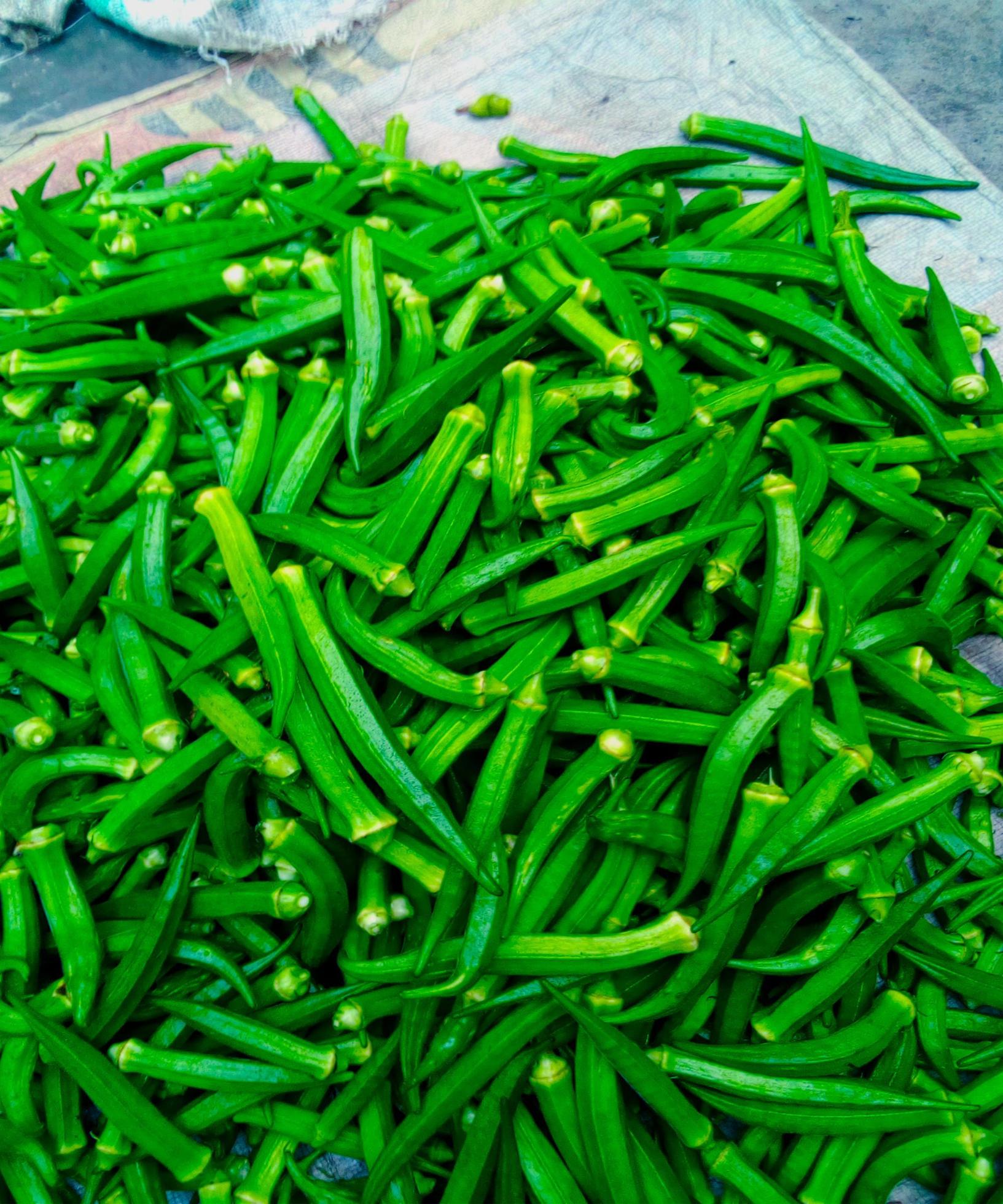 fresh okra isolated on white background, Health foods Stock Free